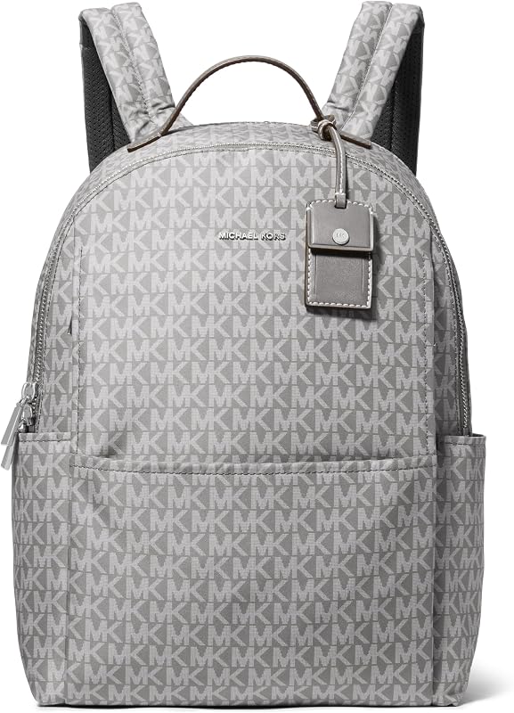 Mochila grande Sable, herrajes en tono plateado/sarga recubierta con la firma MK/Tormenta