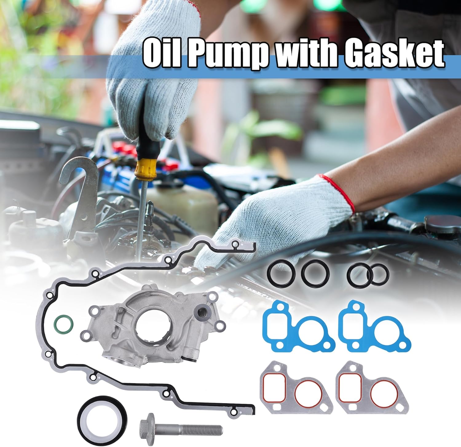 X AUTOHAUX Oil Pump with Timing Cover Gaskets Kit No.12586665 Replacement for Chevrolet Silverado 1500 for GMC Sierra 1500 Engine Oil Pump Gasket