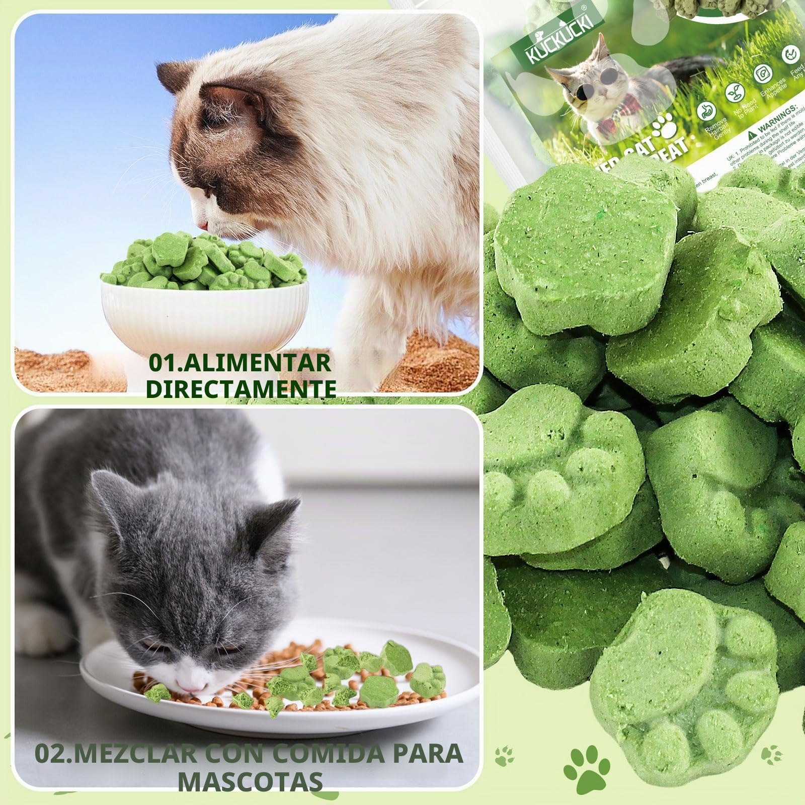 Golosina de Hierba Gatera para Gatos, 50g Snack Liofilizado con Hierba Gatera para Limpiar los Dientes