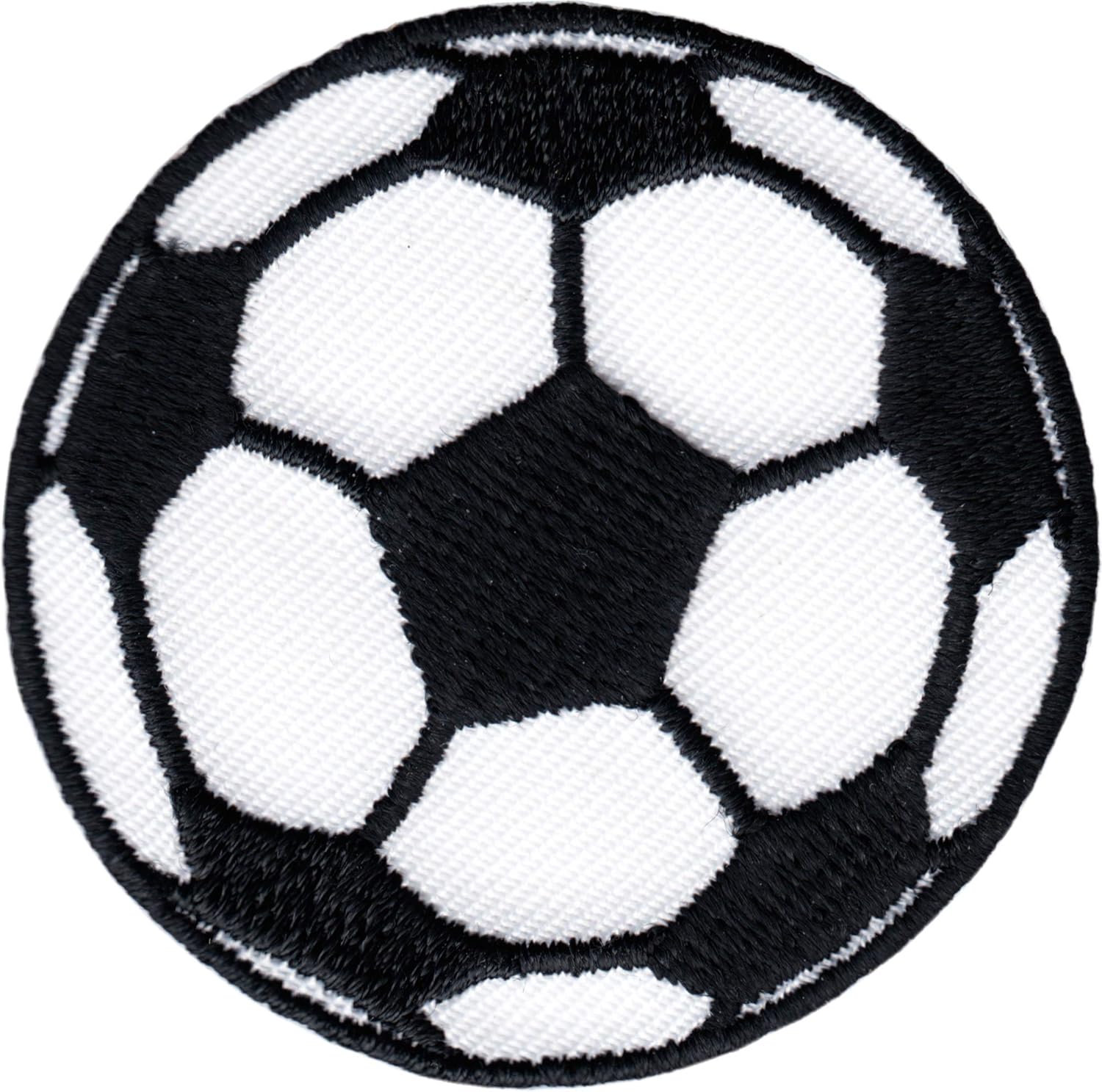Soccer Ball - White and Black - Embroidered Iron on Patch - 2 - Five Pack