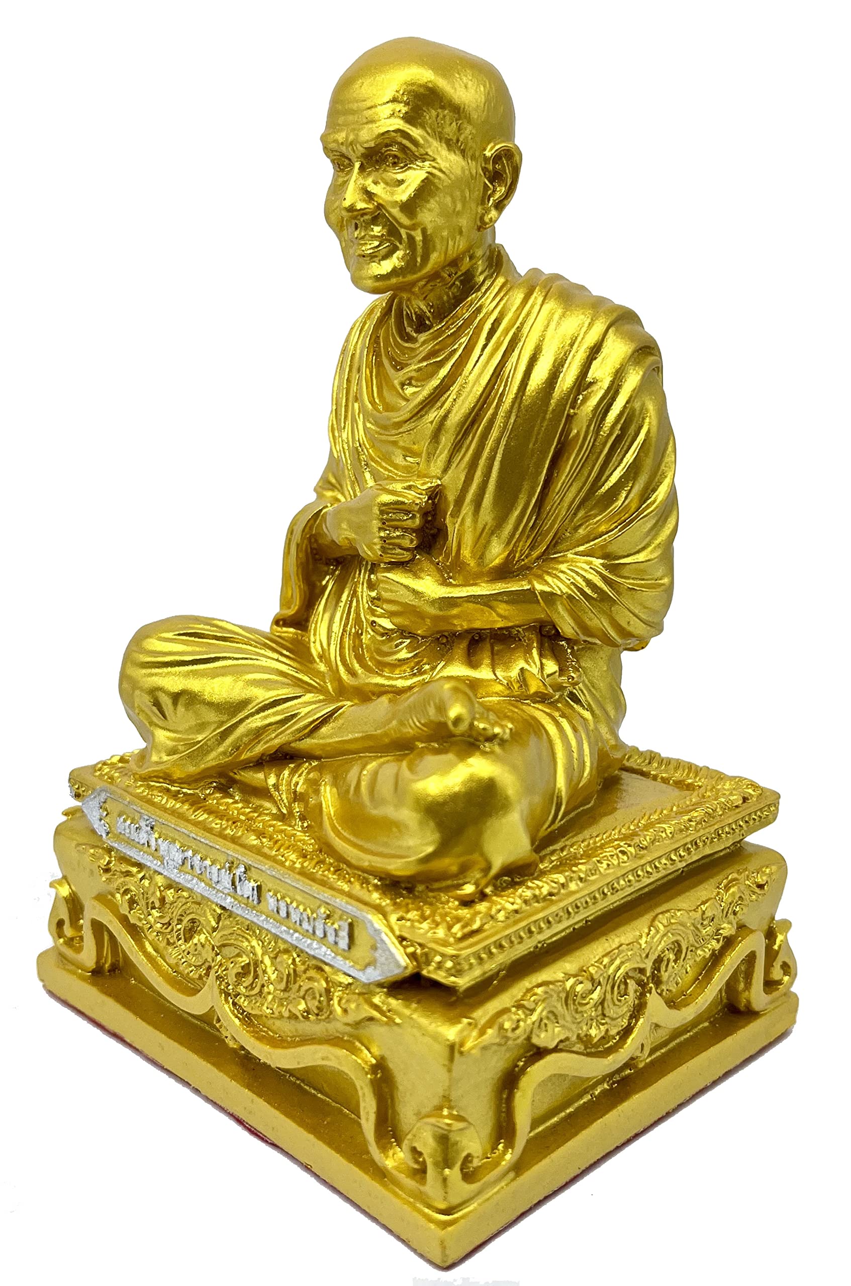 BUDDHO Somdej Toh - Estatua de Buda de 5 pulgadas de alto, budista tailandés, estatua de Buda tailandés, decoración de habitación, regalo pequeño de oficina (dorado)