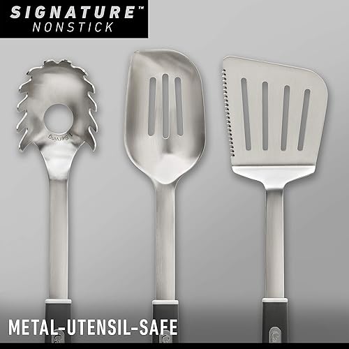 Miniatura 5 de Calphalon Juego de 10 ollas y sartenes utensilios de cocina antiadherentes con asas de acero inoxidable que se mantienen frescos apto para