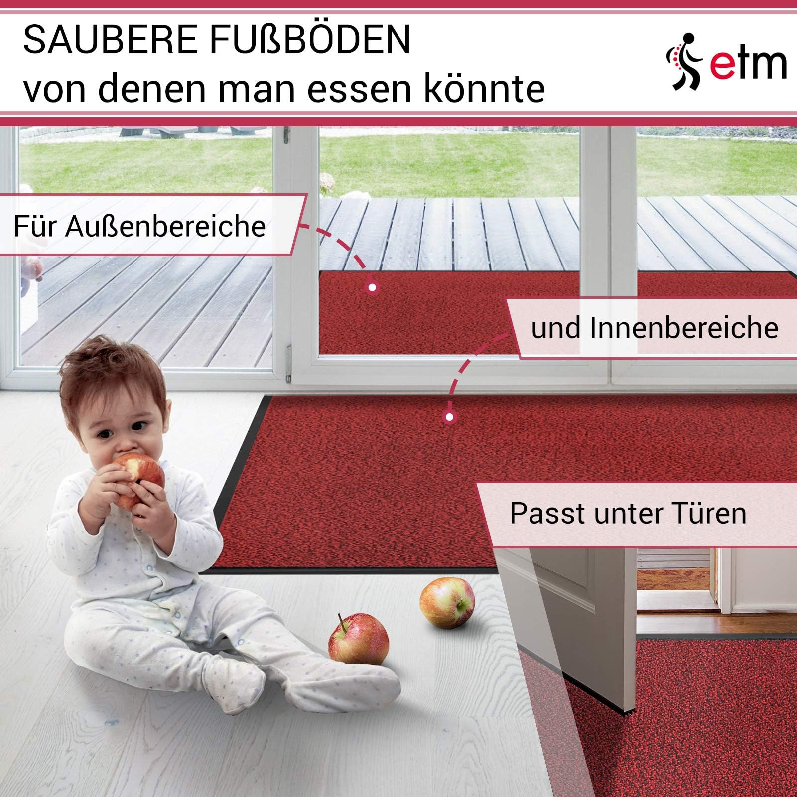 KARAT Zerbino Sky con pelo mélange per ingresso (120 x 150 cm, rosso)