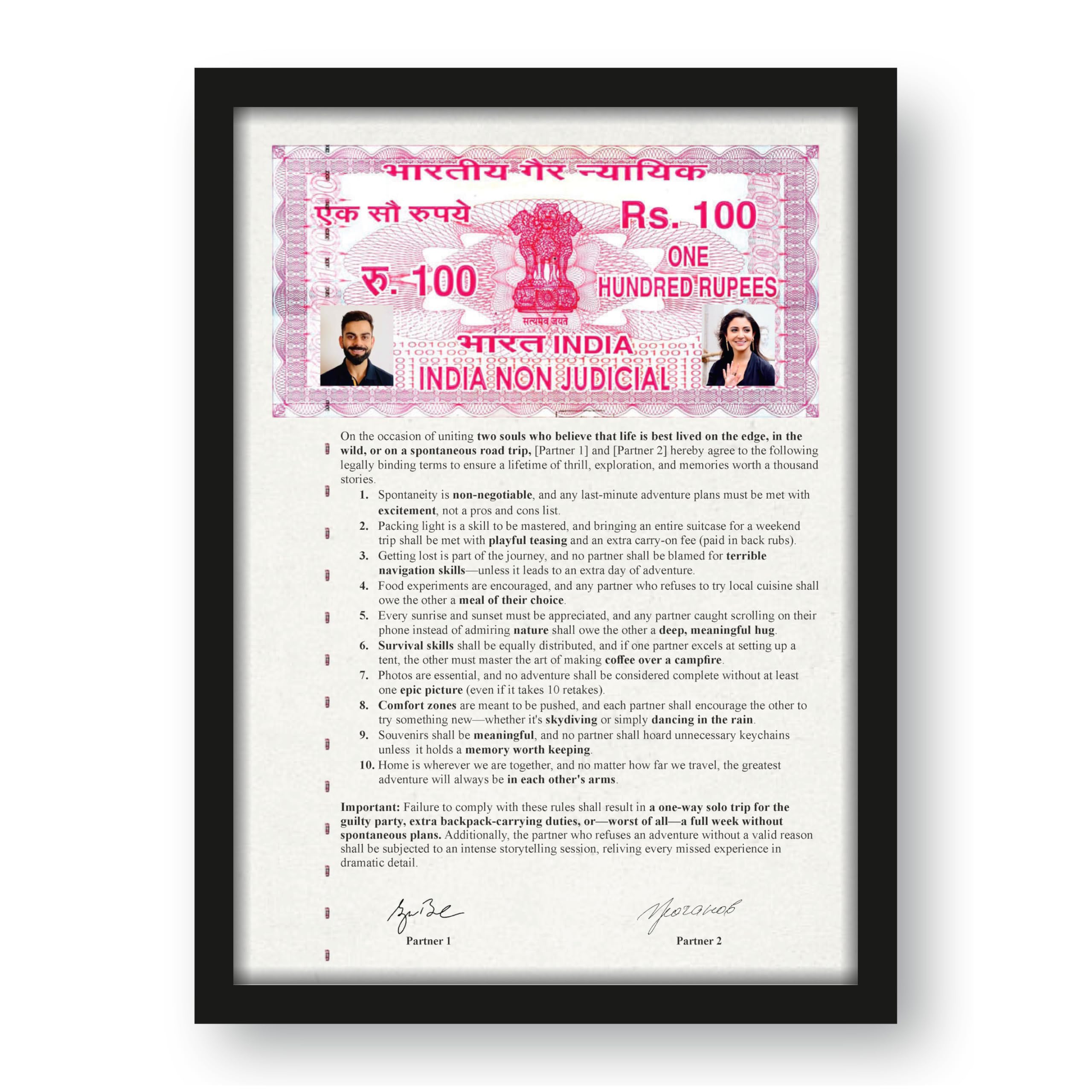 Adventurous Couple Relationship Contract Photo Frame – 9.25 x 12.8… – view 2