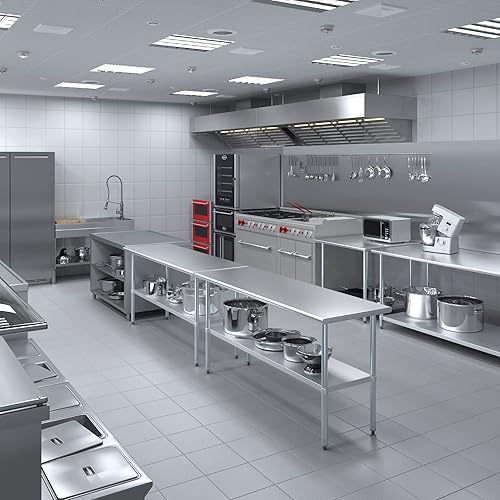 Vista 295 de AmGood Mesa de trabajo de acero inoxidable de 18 pulgadas x 36 pulgadas Mesa de preparación de alimentos de cocina de metal NSF
