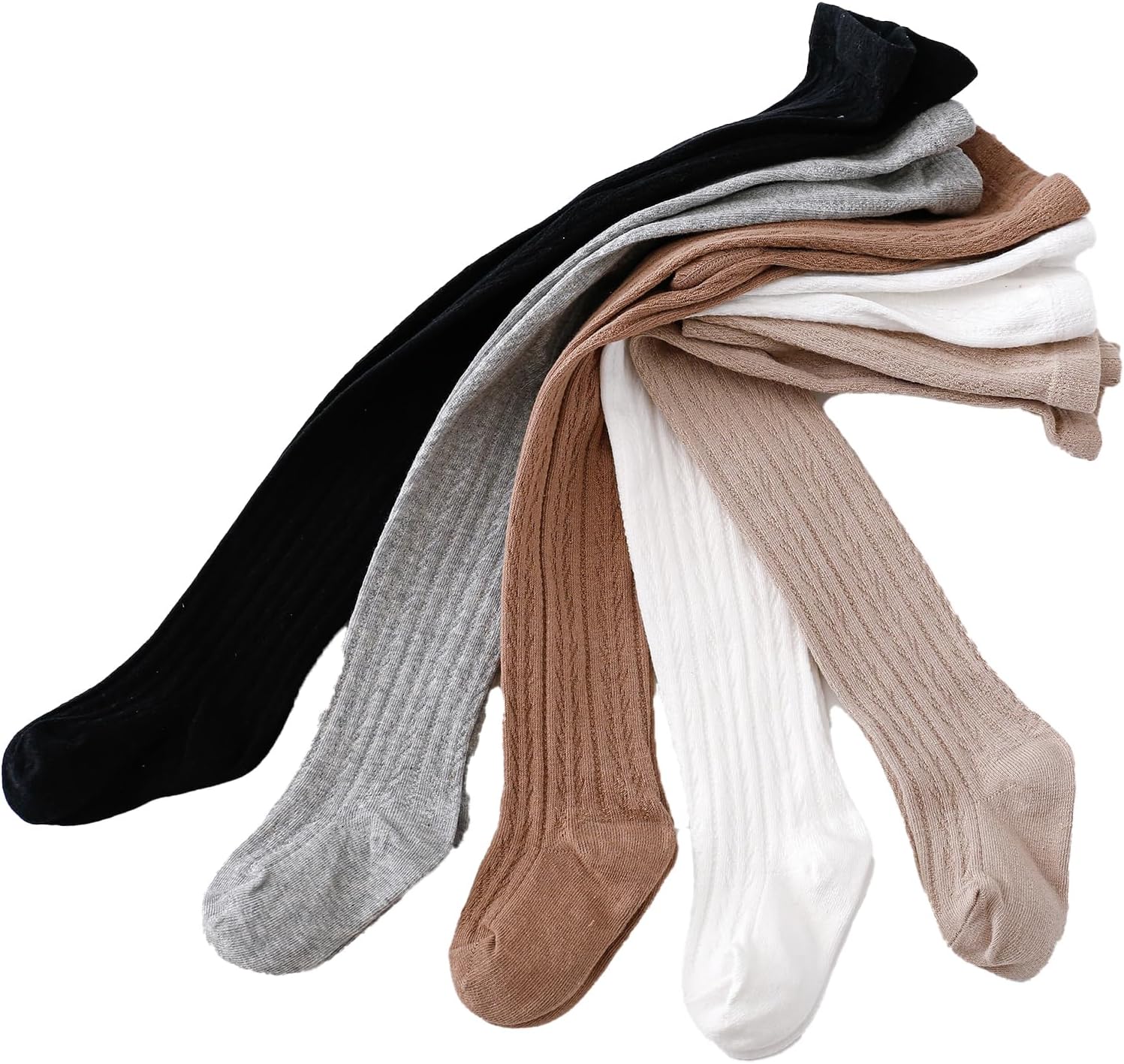 Colorful Childhood Baby Girls Tights Cotton Cable Knit Footed Pantyhose Baby Stockings Toddler Leggings 3 Pairs - Image 5