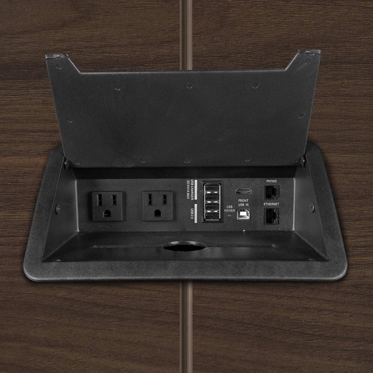 Romig Array 96" Conference Table with Power Data Grommet- Neo Walnut/Black