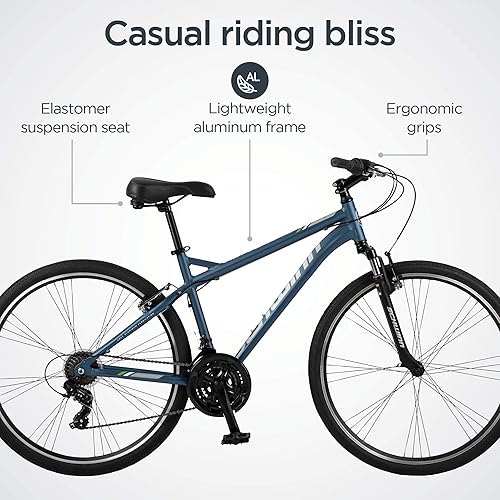 Miniatura 2 de Schwinn Bicicleta híbrida de red, hombres y mujeres, ruedas 700c, marco adulto de 15-18 pulgadas, frenos lineales de aleación de suspensión delantera