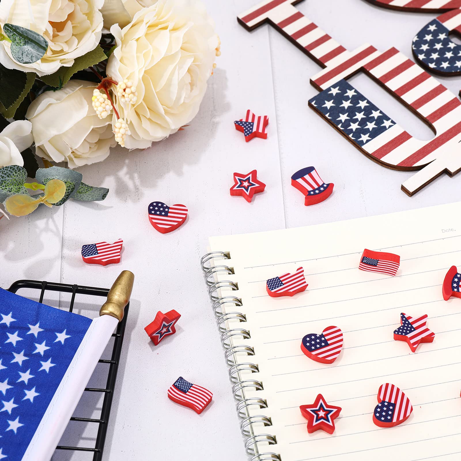 60x Mini-Radiergummi In USA-Flaggen-Design – Perfekt Für 4th Of July Partys & Schulpreise