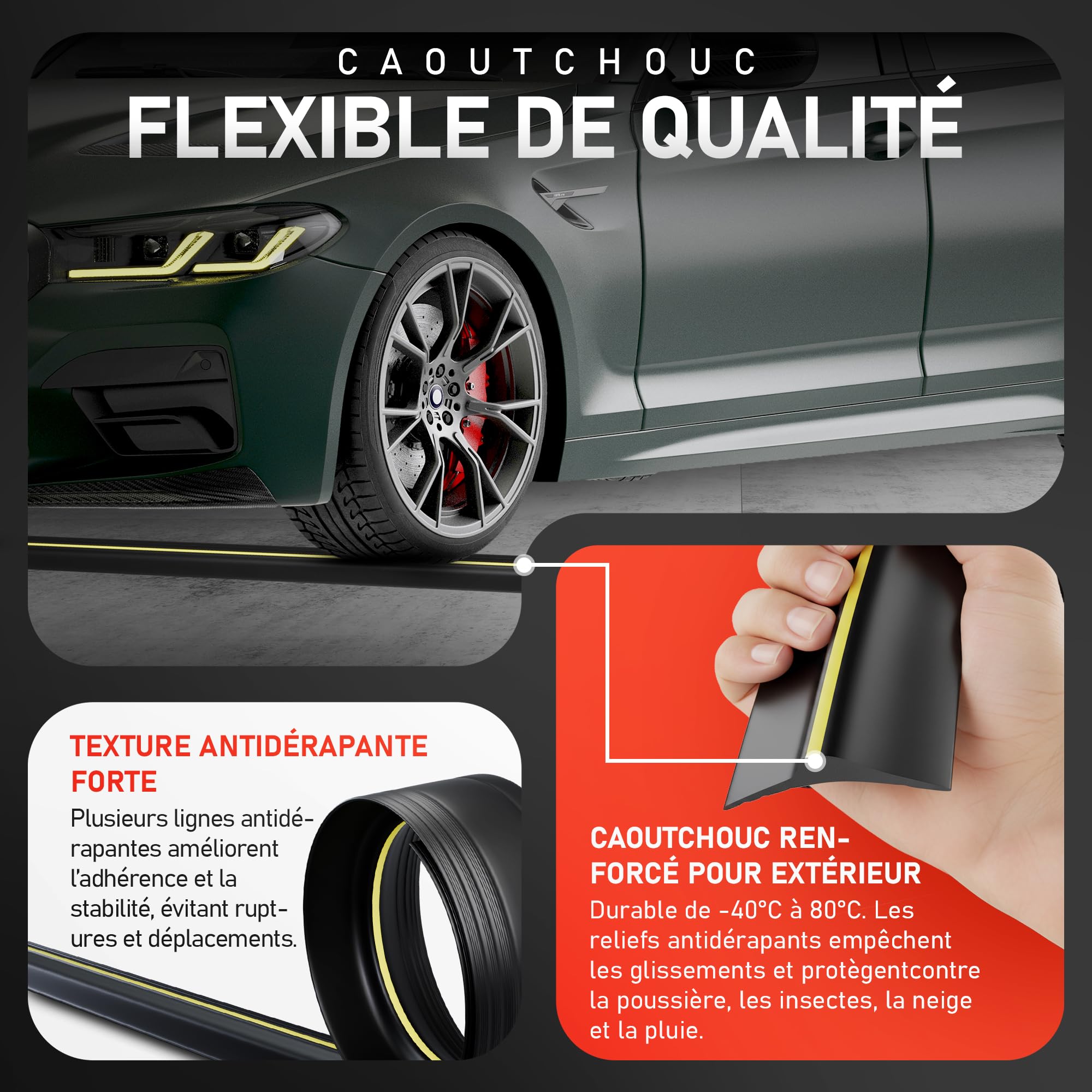Joint Porte Garage 3M | Empêche l’Eau, la Poussière et le Froid – Installation Facile | Seuil de Porte de Garage | Silicone d’installation incluse (3 m)