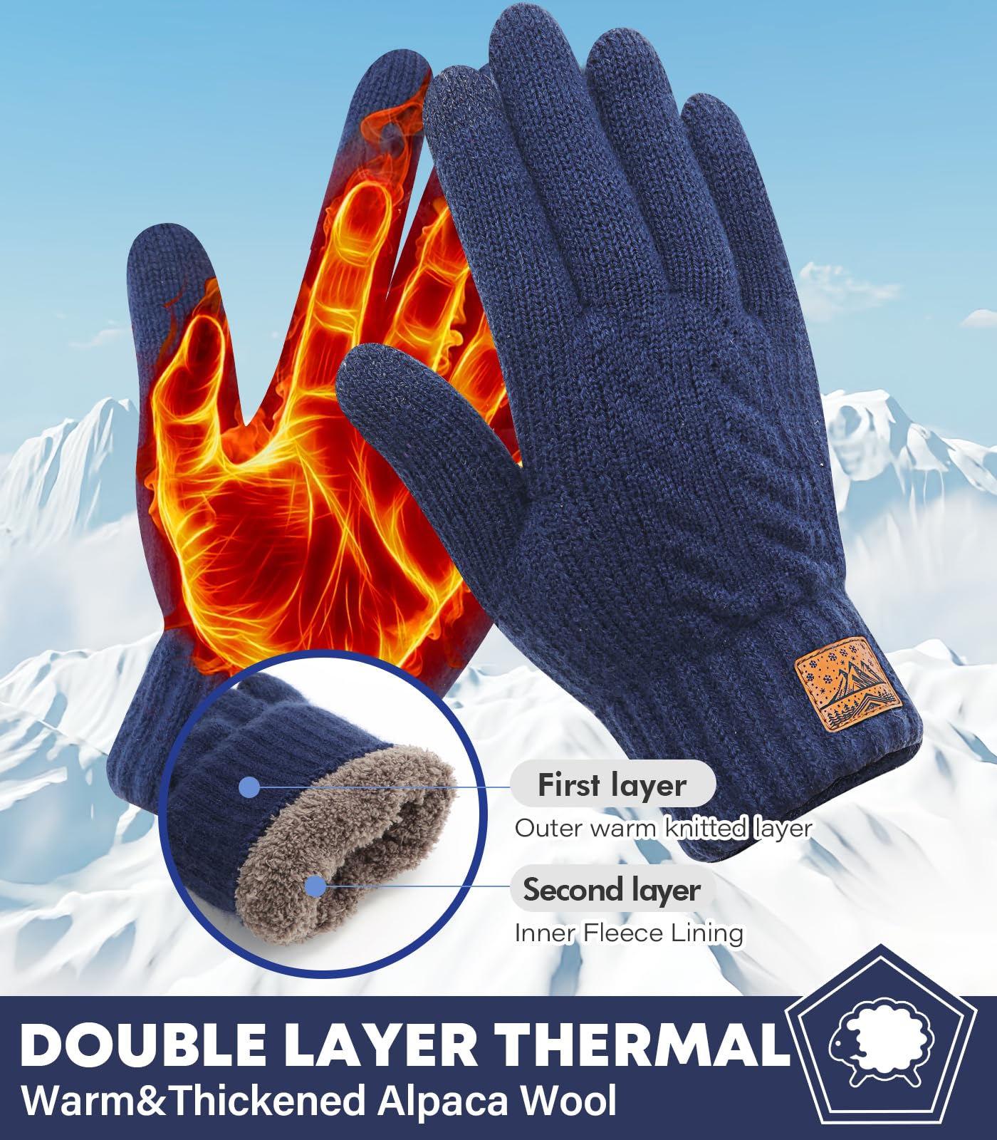 CHENMEI Guantes Táctiles para Mujer y Hombre - Guantes Térmicos de Lana, con Forro Polar Suave,Lana de Alpaca Cálidos y Engrosados, Regalo Ideal para Hombres y Mujeres