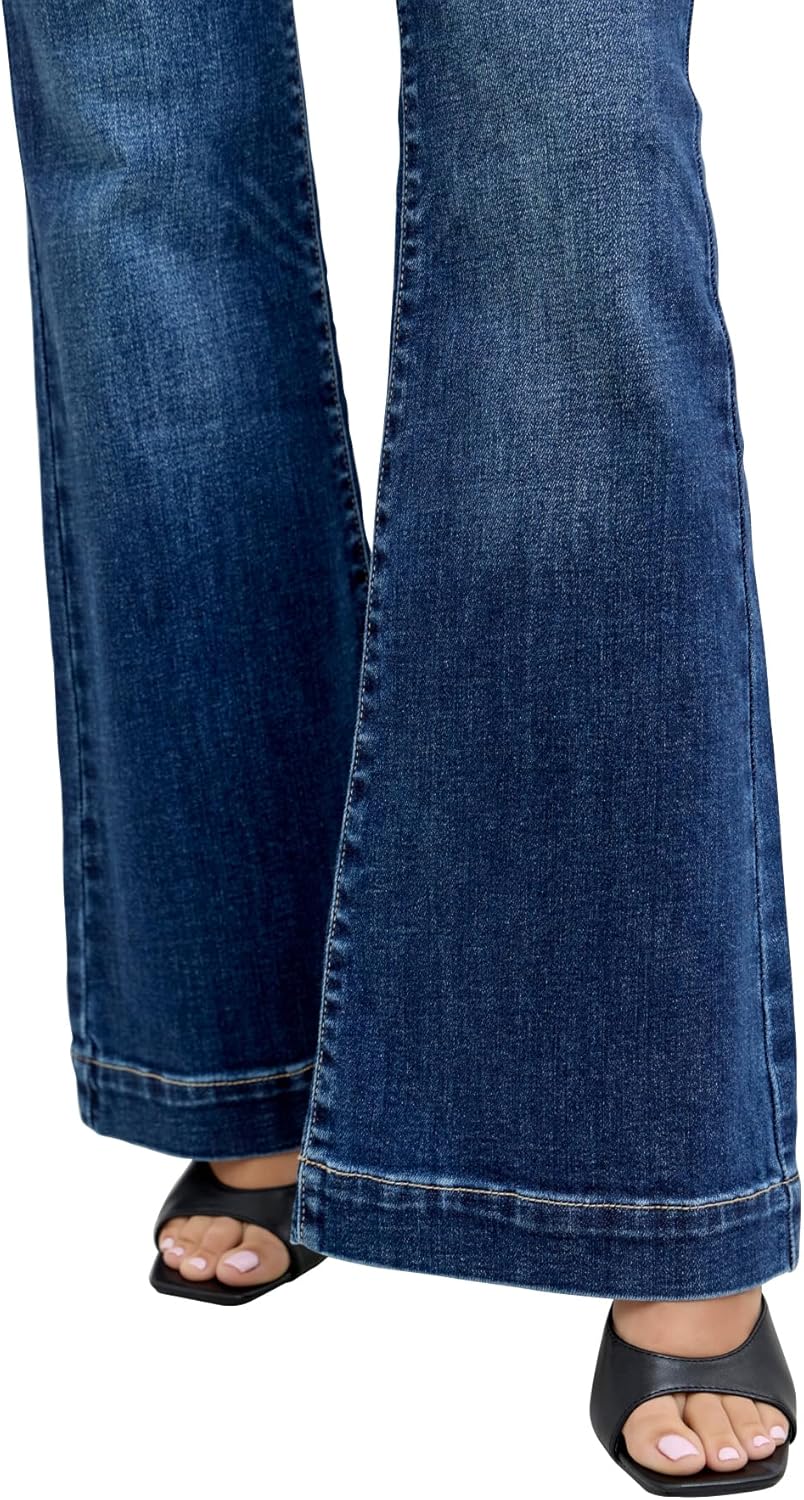 Judy Blue Womens Jeans - High Waisted Petite Trouser Flare