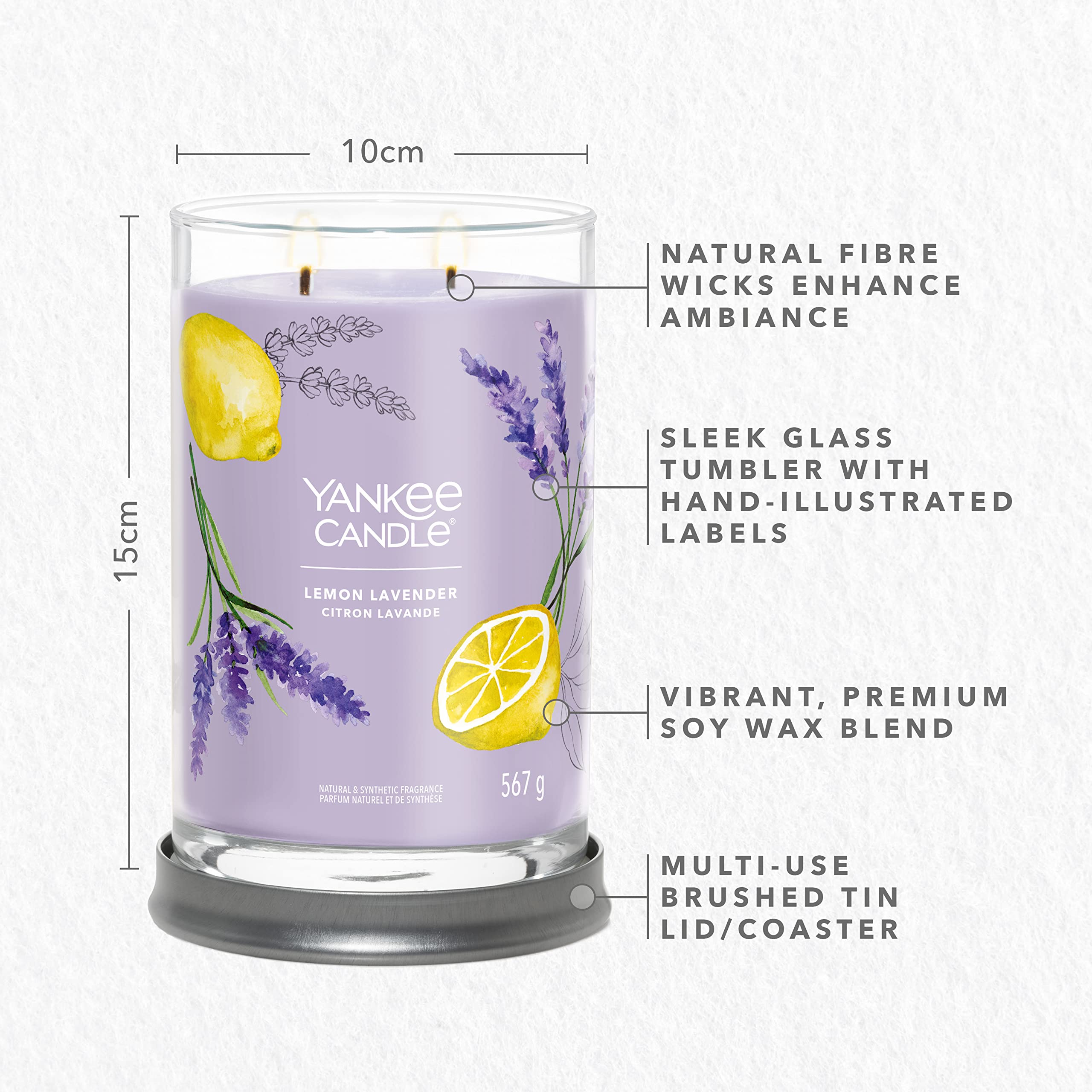 Candela Yankee Signature Limone Lavanda - Giara Grande Con Soia, Durata Prolungata - Foto 7