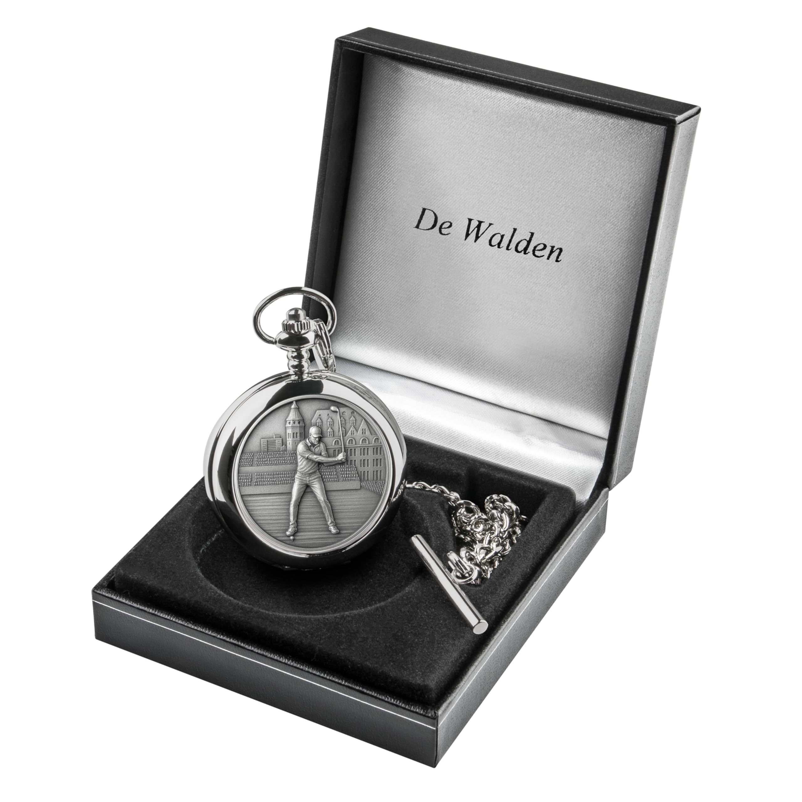 Golf-Geschenke für Herren, Zinn, Golf-Taschenuhr und Kette, Geburtstag, Ruhestand, Abschluss, Jahrestag, Weihnachten, jeden Anlass, Geschenk für einen Golfer, silber, Klassisch