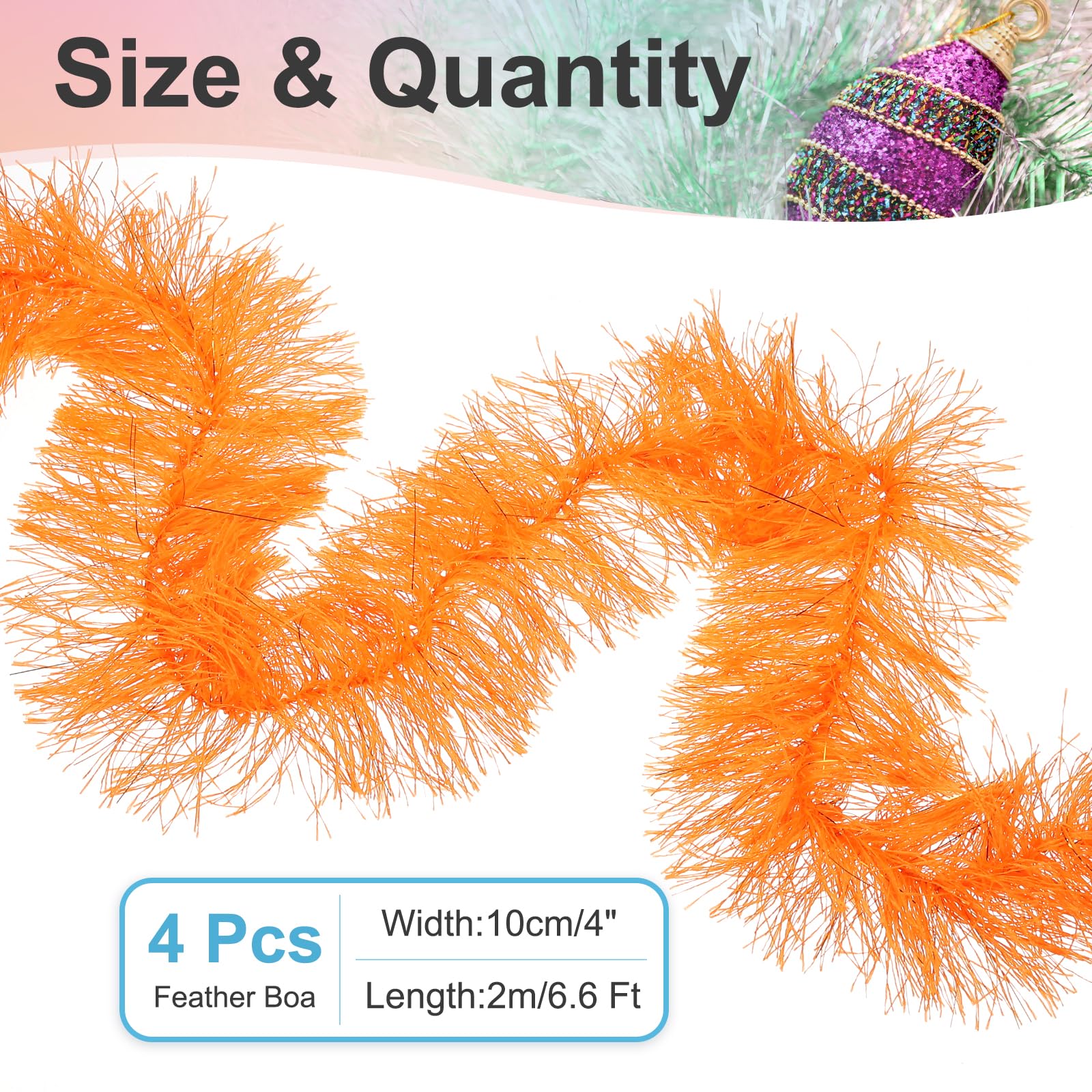 PATIKIL 6.6Ft Feather Boa, 4 Pcs Artificial Fluffy Feather Boas Party Decorations for DIY Crafts Wedding Costume, Christmas - Image 2