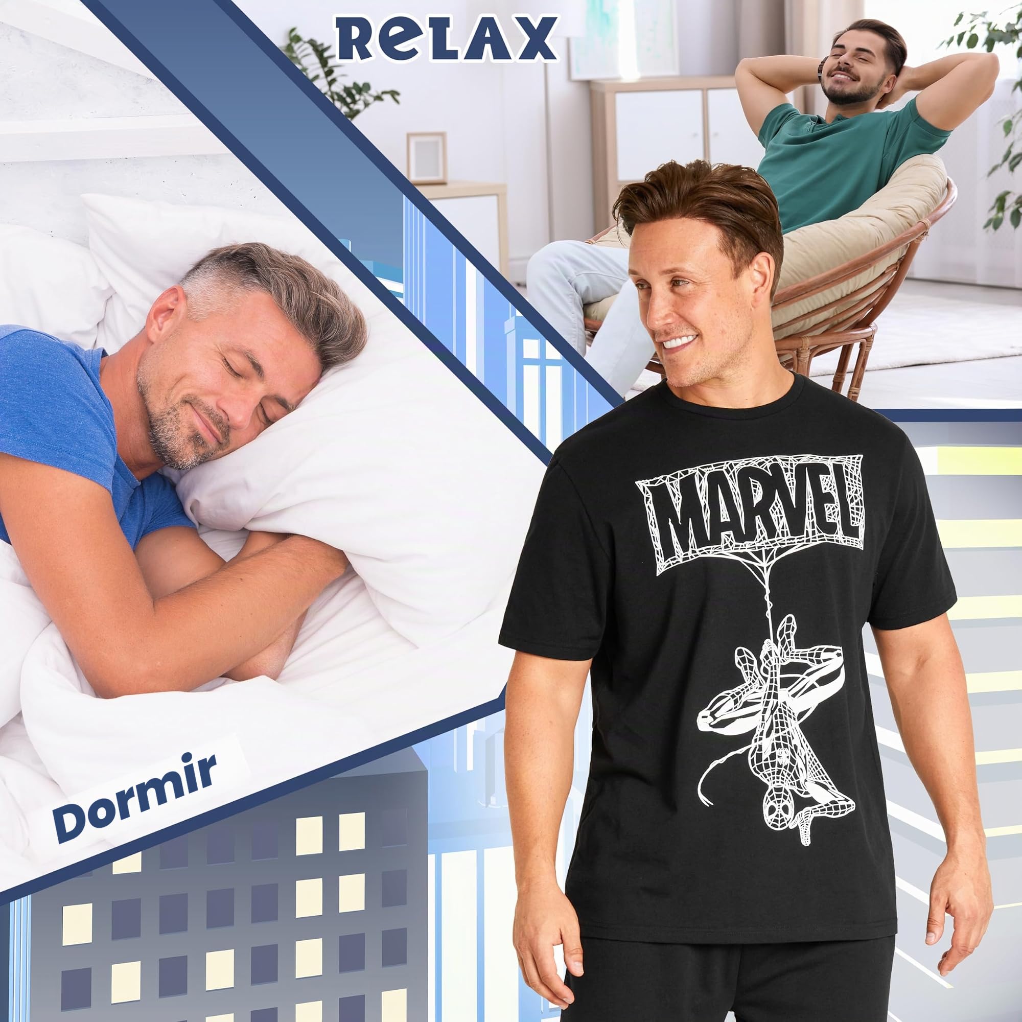 Get Trend Marvel Pijama Hombre, Conjunto Pijama Spiderman Adulto Regalos Originales para Hombre Superheroes Friki Tallas M-3XL
