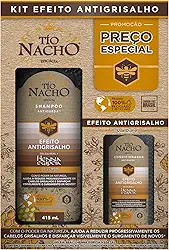 Tio Nacho Kit Antigrisalho Shampoo 415 mL + Condicionador 200 mL – Com Geleia Real e Henna Vegetal – Reduz Progressivamente os Cabelos Grisalhos e Fortalece para Fios Mais Jovens e Brilhantes