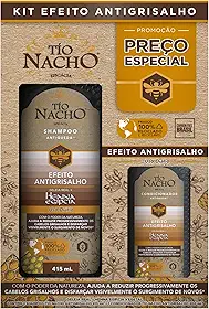 Tío Nacho Kit Shampoo + Condicionador Antigrisalho Antiqueda Natural com Geleia Real e Henna Vegetal – Redução Progressiva dos Fios Brancos e Fortalecimento Capilar (Shampoo 415ml + Condicionador 200ml)