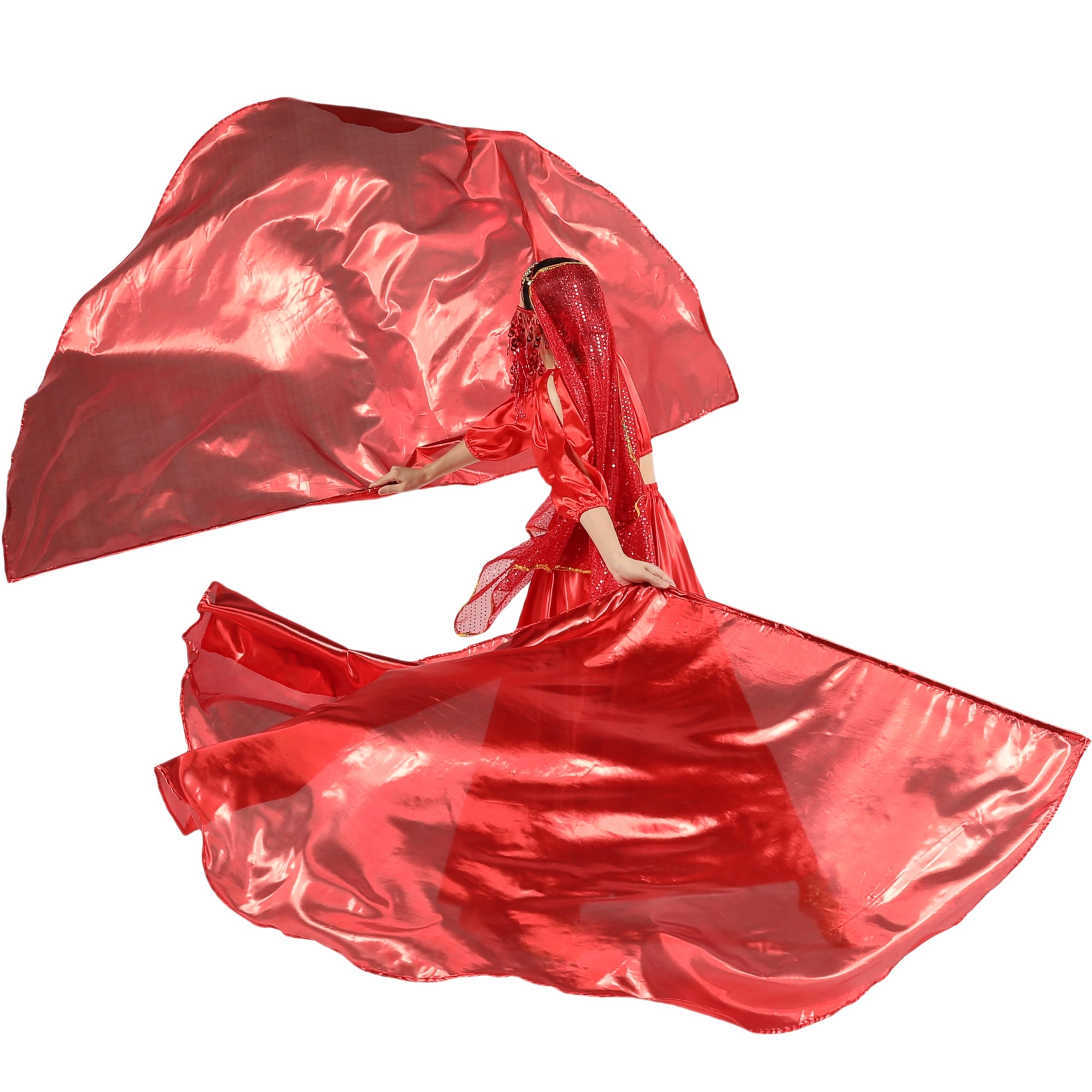 MUNAFIE Large Worship Flags for Dance Church, 74 x 55 Inch Semicircle Praise Dance Flags with Flexible Telescopic Rods and Carrying Bag, 2 Pack, Red