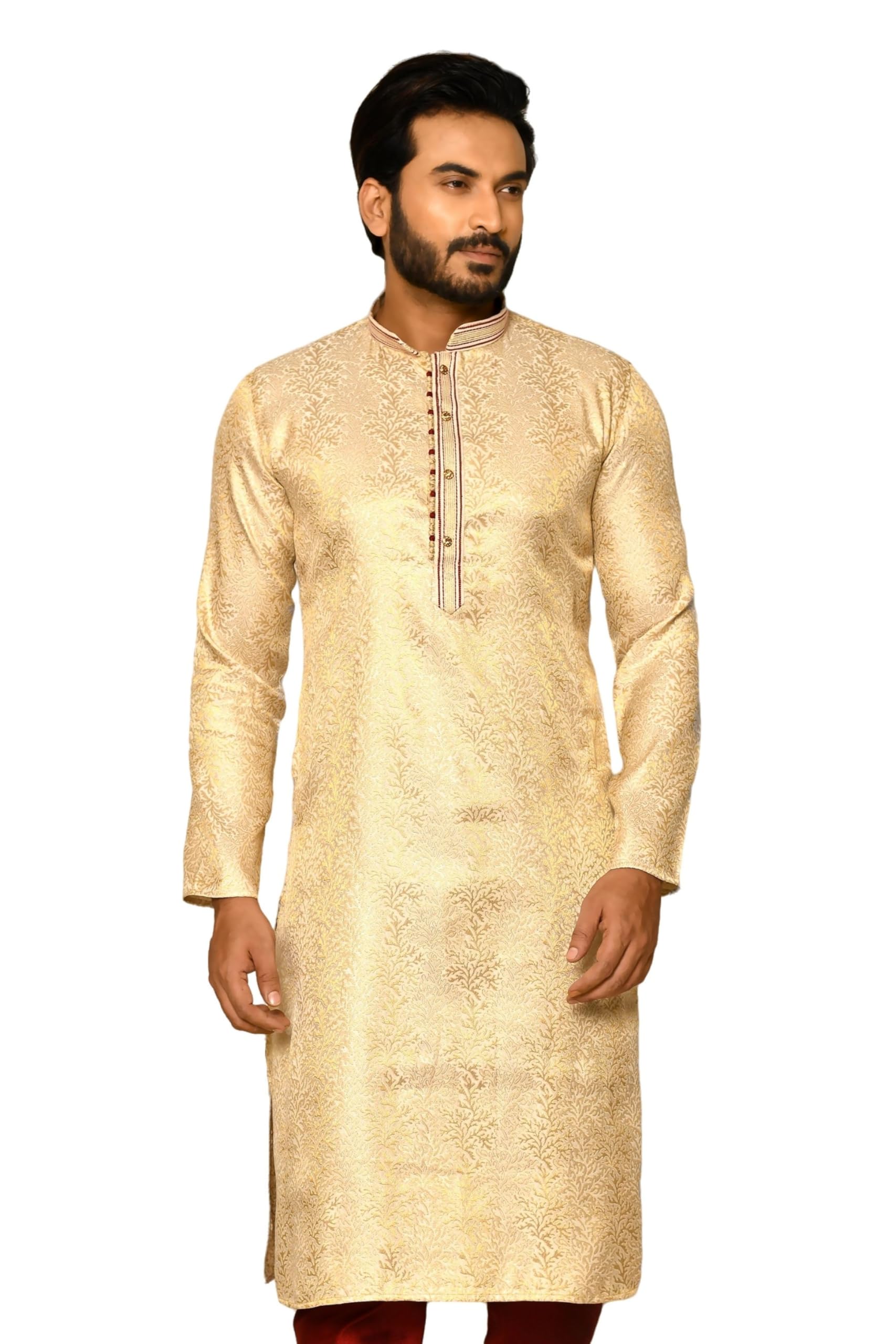 Jerry Jacquard Kurta for Men | Thread Work | Festive (VLSMK474)-image-1