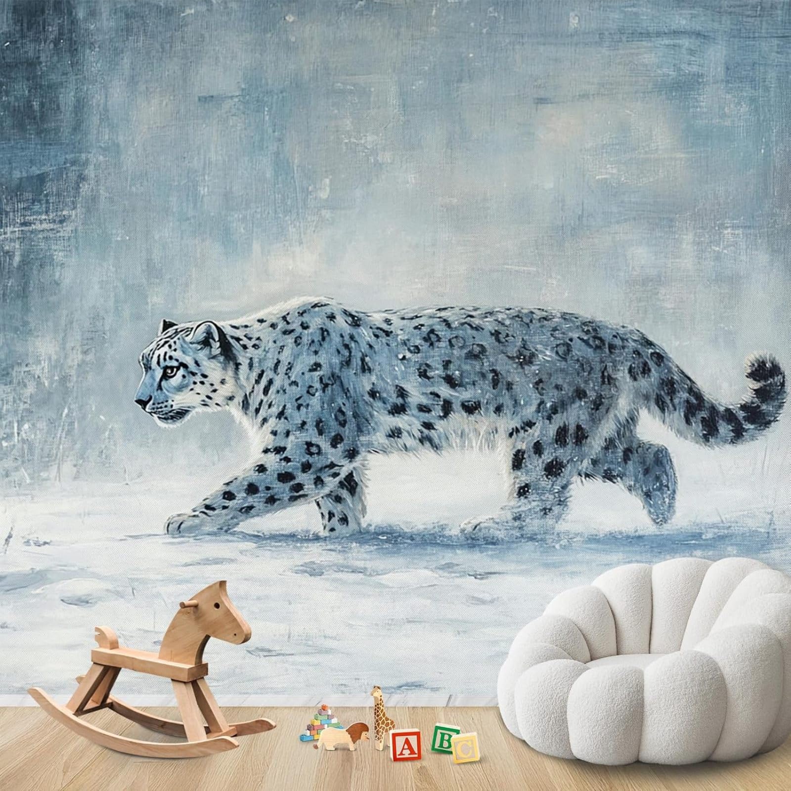 Hgjdjhnf 3D Mural Photo Wallpaper, Snow Leopard Winter Animal Motif, Non-Woven Modern Wallpaper, Living Room, Bedroom, Children's Room, Wall Decoration, Motif Wallpaper,430Cmx300cm Wall Sticker - Background Wall