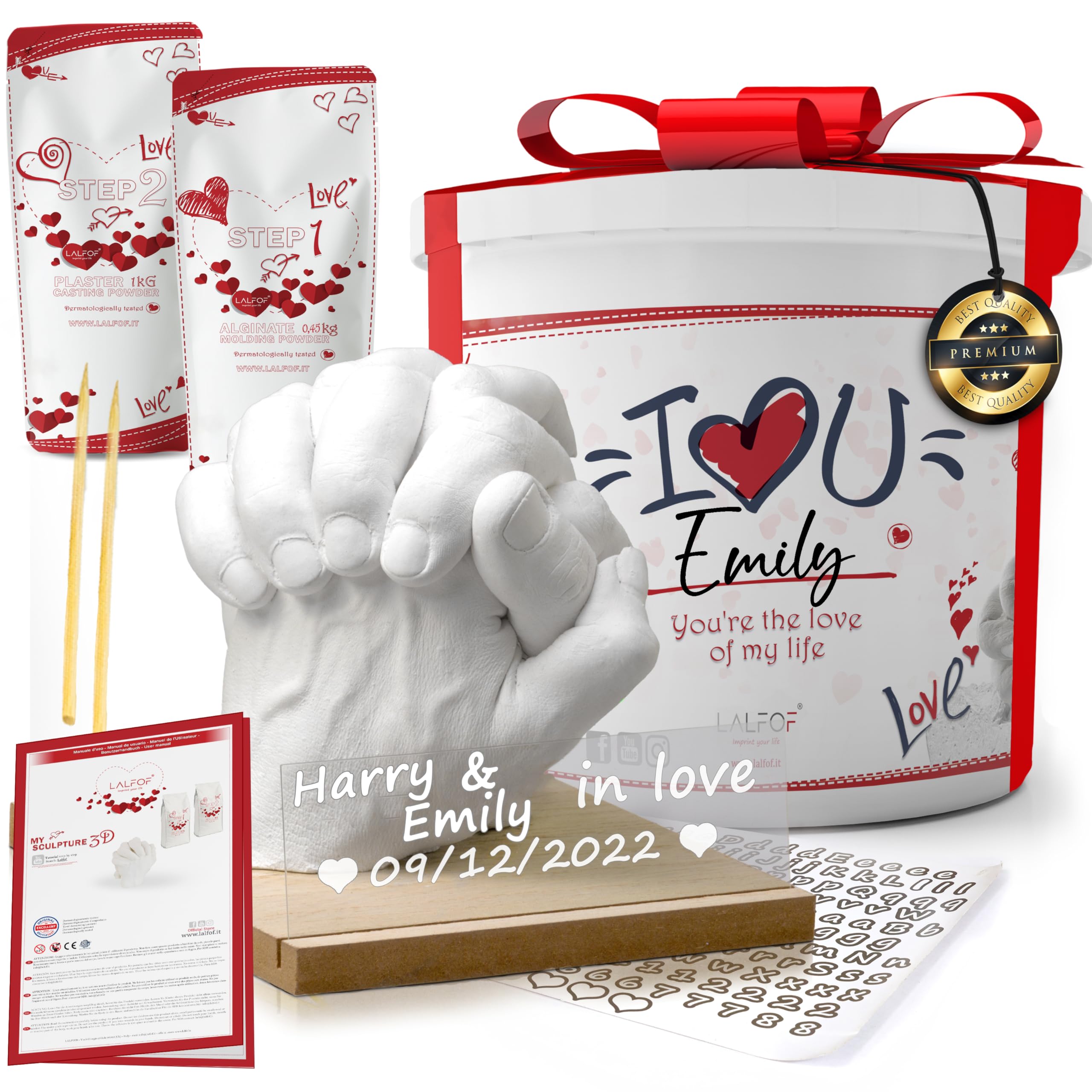 Lalfof Hand Casting Kits Couple with NAME for Her/Him, Personalised gifts for women, Hand casting kit, for Couples, for couple,Engagement gifts for couples