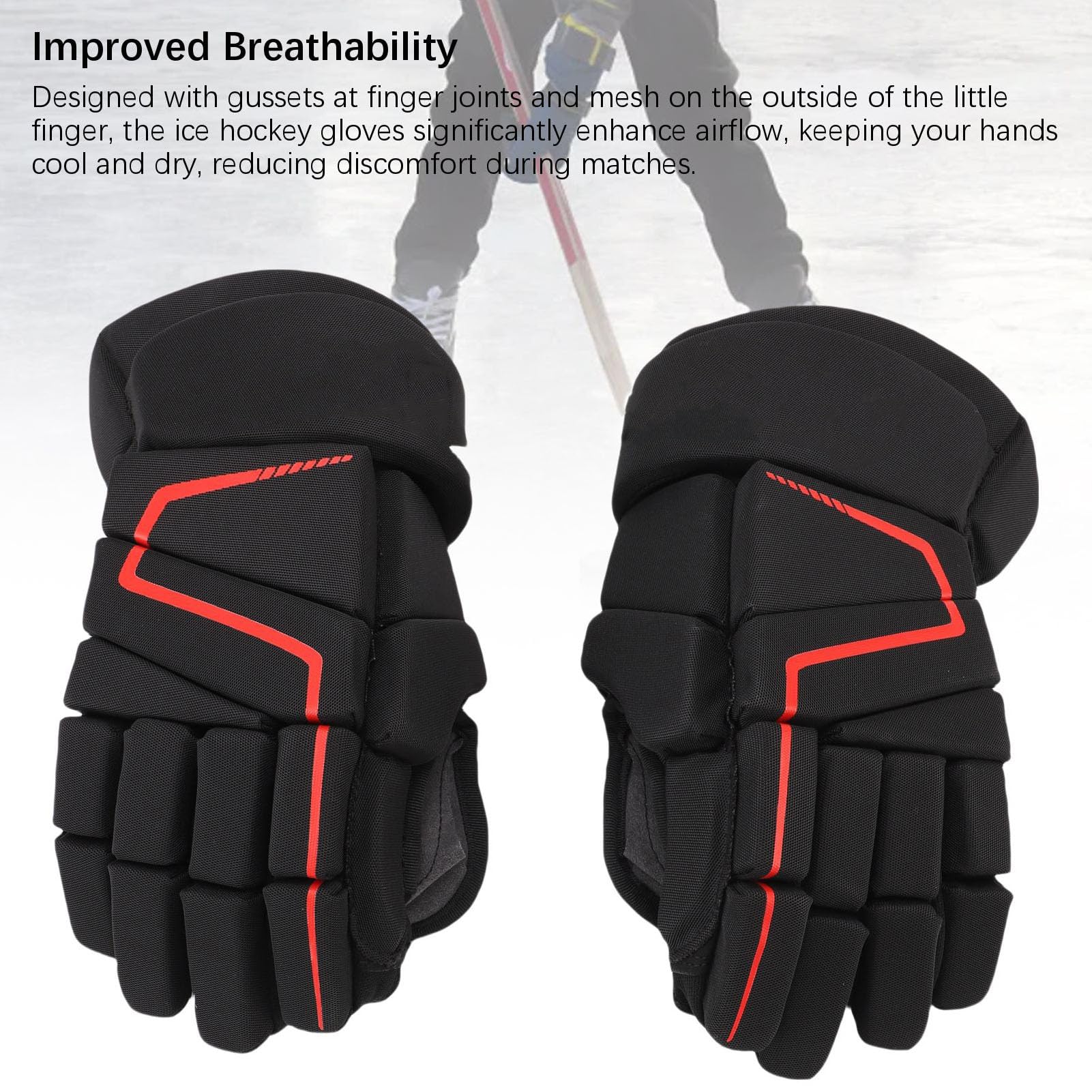 Guanti da Hockey su Ghiaccio, Guanti da Hockey su Pista Traspiranti Protettivi in ​​Schiuma di Nylon Eva per Giocatori Giovanili