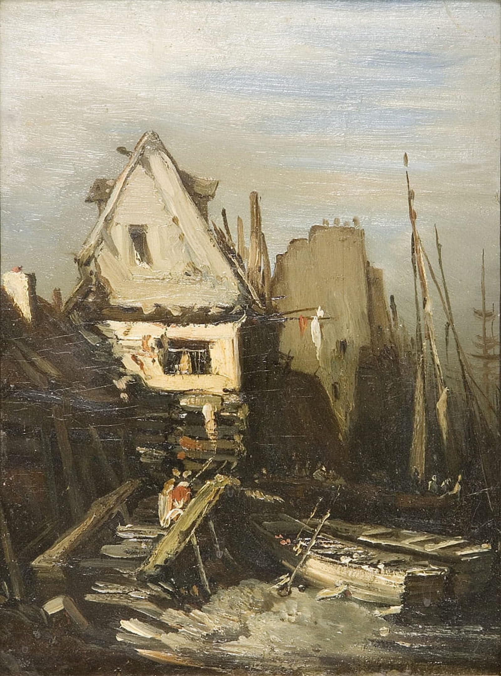 ARTXLXXBN Famous Art Print Poster Vintage Wall Art the Norman Port by Eugene Isabey Canvas Art Poster for Home Decor 60x90cm