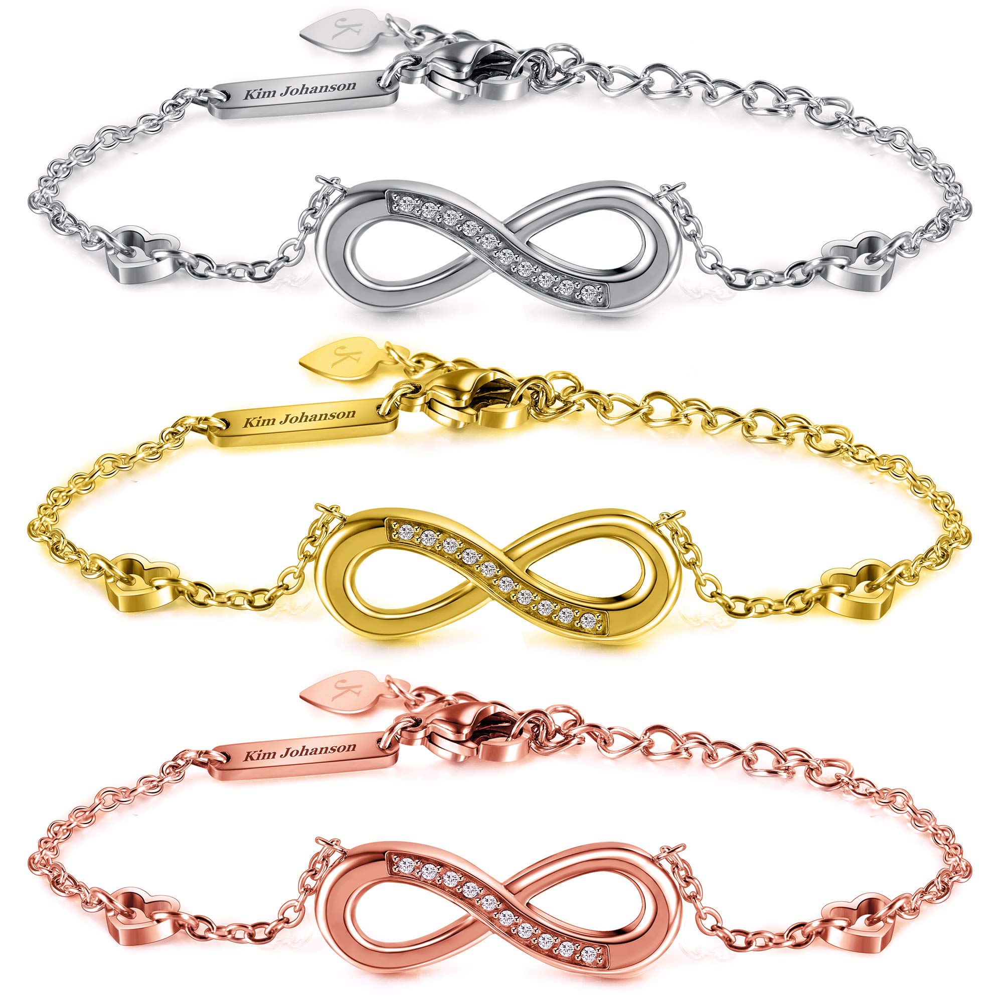 Kim Johanson Edelstahl Damen Fußkettchen *Infinity* in Silber, Gold & Roségold | Fußkette mit einem Unendlichkeit Zeichen | Boho Schmuck | Verstellbar inkl. Schmuckbeutel