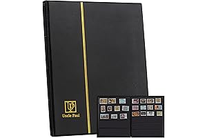 120 Pockets Stamp Stockbook Mixed Sizes Double-side Pages Storage Black
