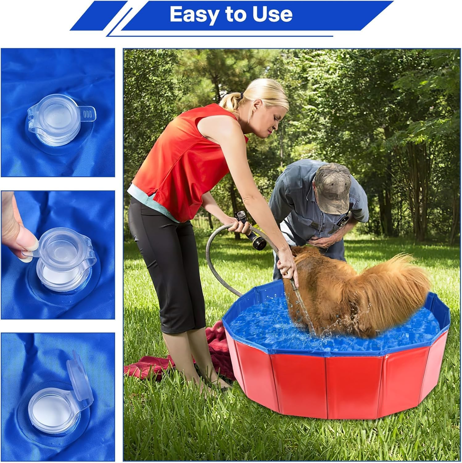 Piscina plegable para perros, 60 x 20 cm, bañera plegable para mascotas, piscina antideslizante de PVC para perros, gatos y niños, interior y exterior
