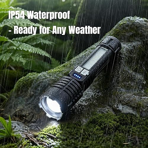 Miniatura 5 de Actualizada Linterna recargable de alto lúmenes, 5 modos de linterna táctica de mano, mini linterna LED impermeable con zoom, luz de flash brillante