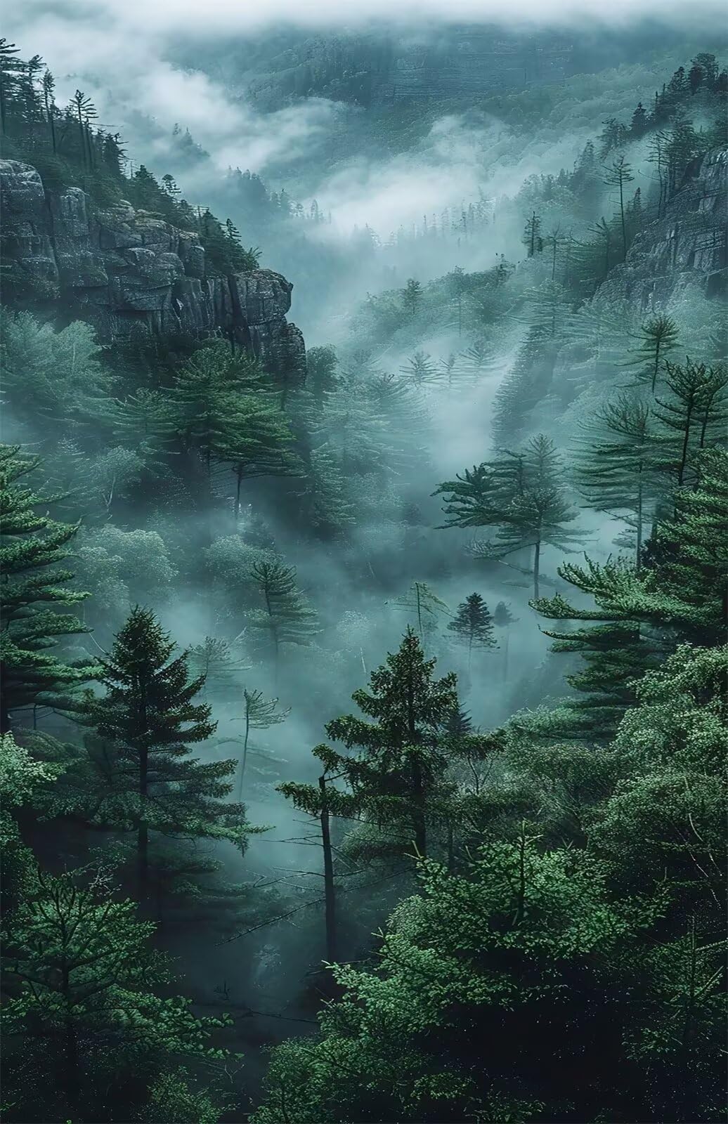 1314 Pezzi Puzzle Adulti Nebbia Foresta, Puzzle Impegnativo Decorazione Interna e Regalo