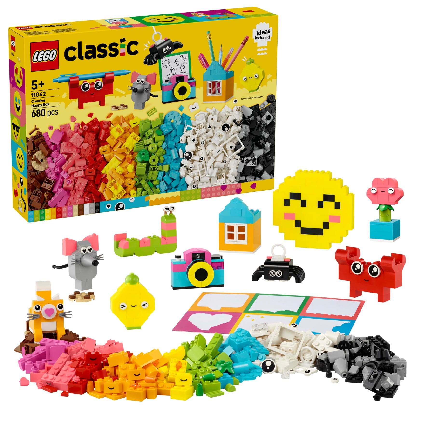 Lego Classic Scatola Della Felicità Creativa, Set Di Costruzioni Con 680 Mattoncini Colorati, Giochi Creativi E Di Fantasia Per Bambini E Bambine Da 5 Anni In Su, Idea Regalo Di Compleanno 11042-image