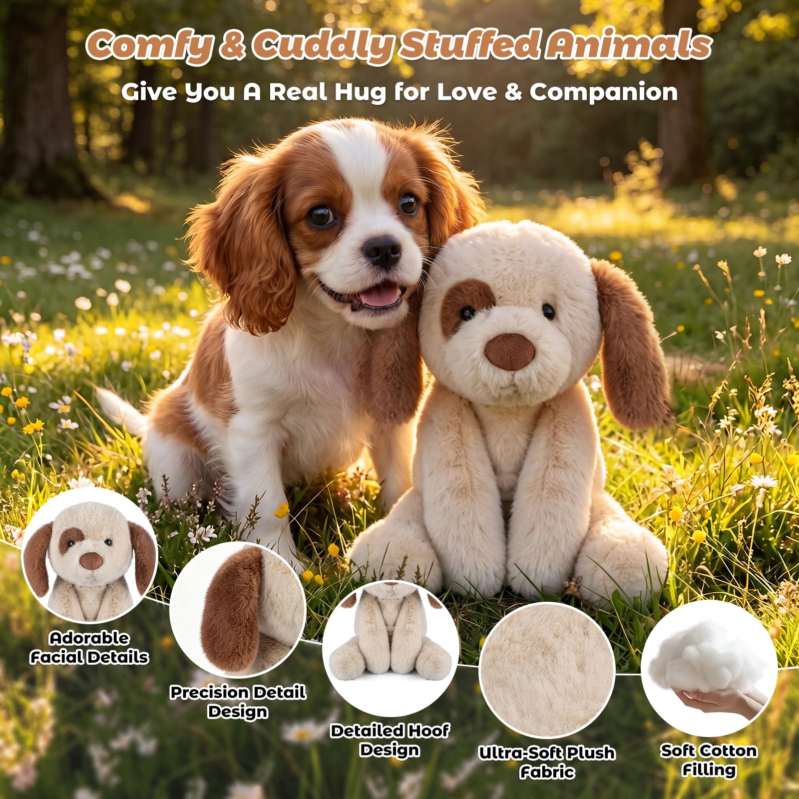 Bobbie & Laxi Peluche de perro con peso de 24 pulgadas y 4.4 libras, almohadas de peluche ajustables para sentarse y acostarse con bolsa de cerámica extraíble para compañero, regalos suaves y suaves