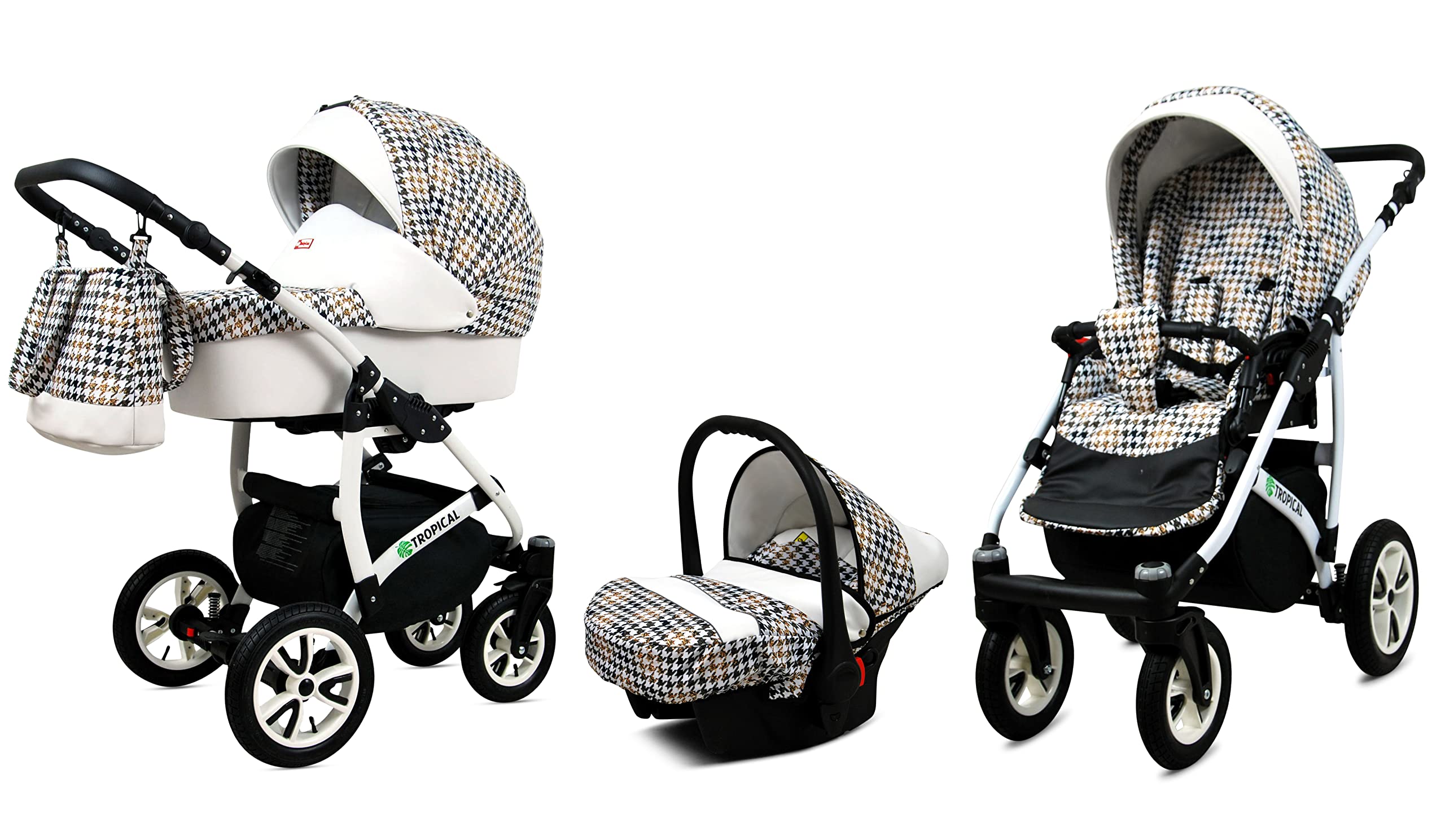 Wózek Dziecięcy 3w1 TROPICAL BabyLux Głęboki Spacerowy Fotelik Stelaż Aluminium