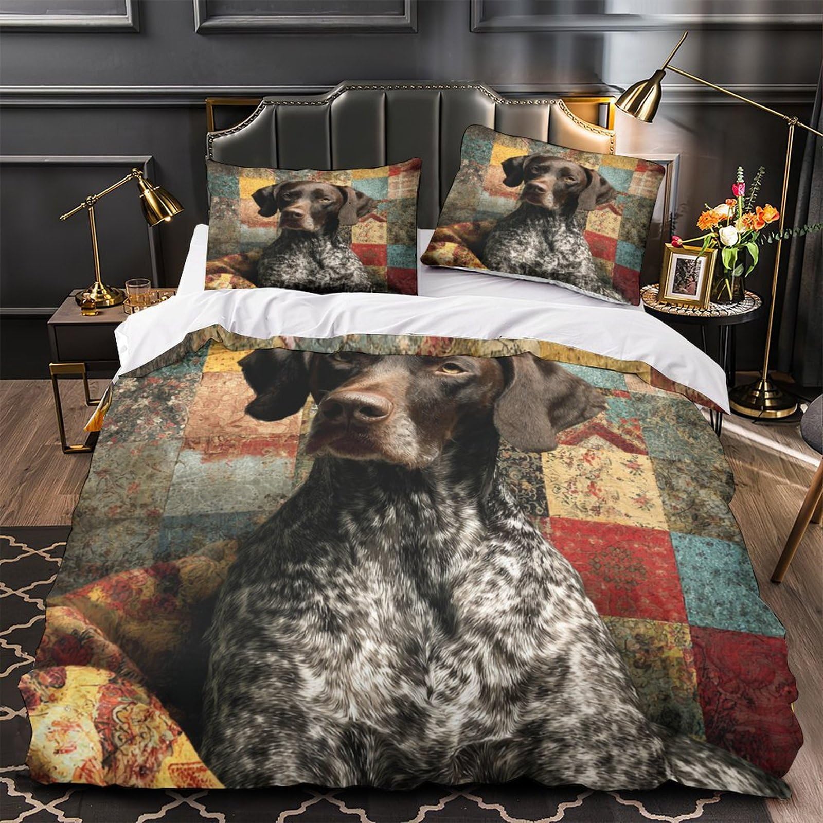 Parure de Lit Chien Premium Housse de Couette 140x200 Microfibre 3D