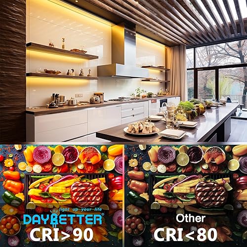 Miniatura 5 de DAYBETTER COB - Tira de luces LED, blanco sintonizable (2700K-6500K) luces LED COB con 6080 LED, adaptador de 24 V, control remoto RF, tira LED