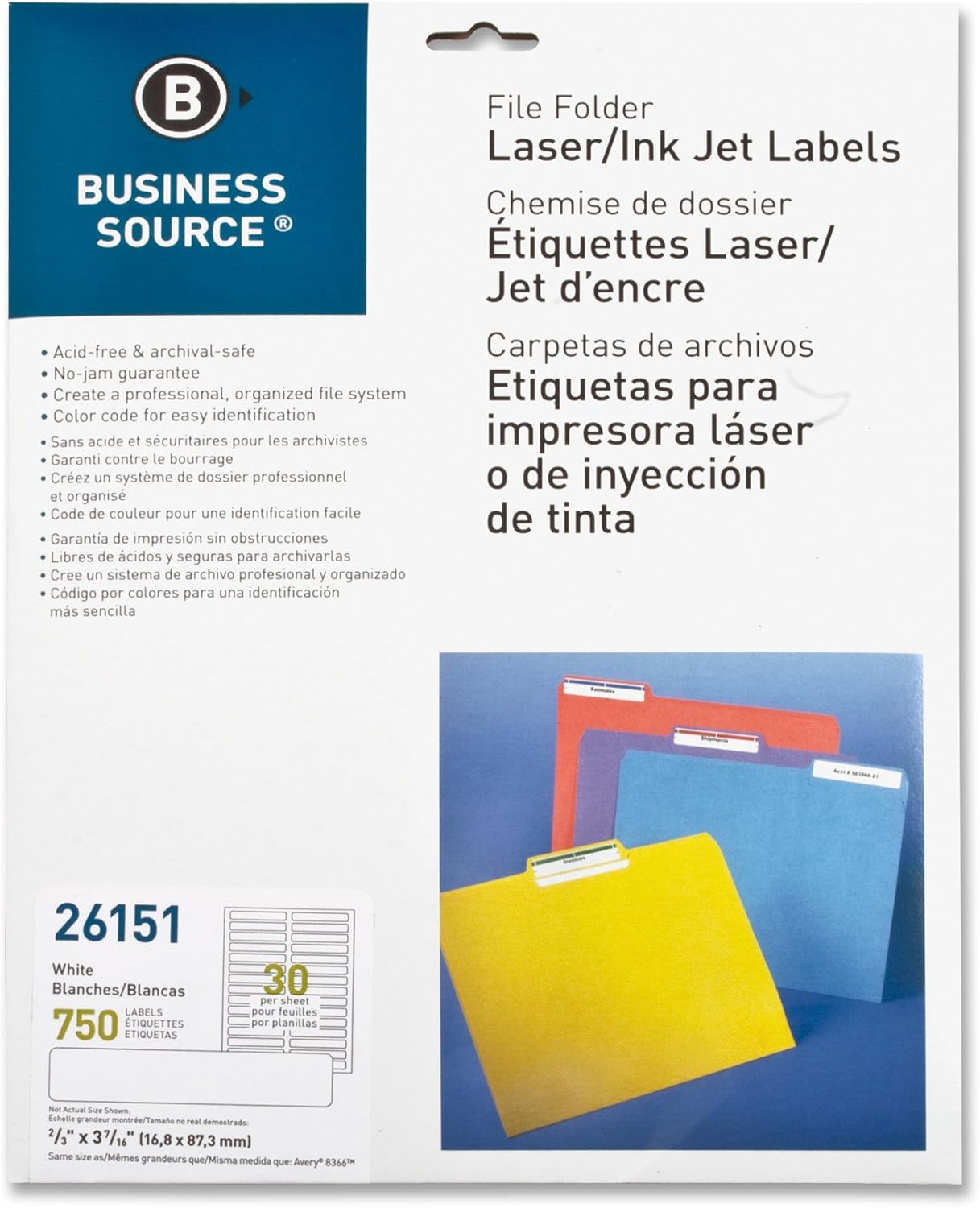 Business Source Laser/Inkjet Permanent File Folder Labels