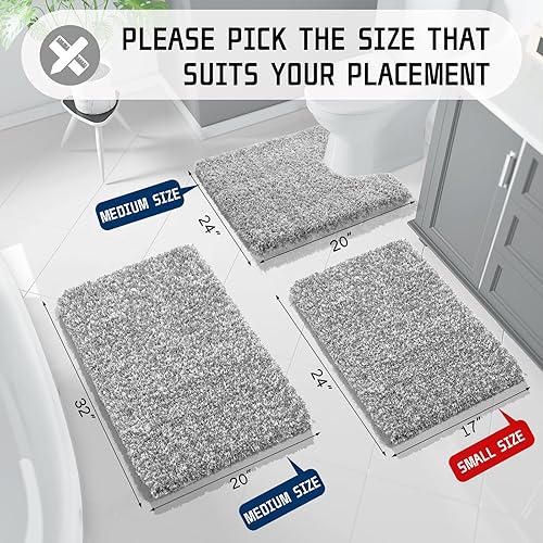 Miniatura 2 de Yimobra Juego de 2 alfombras de baño, alfombra de baño suave y absorbente y alfombra de inodoro en forma de U con respaldo antideslizante, lavable a