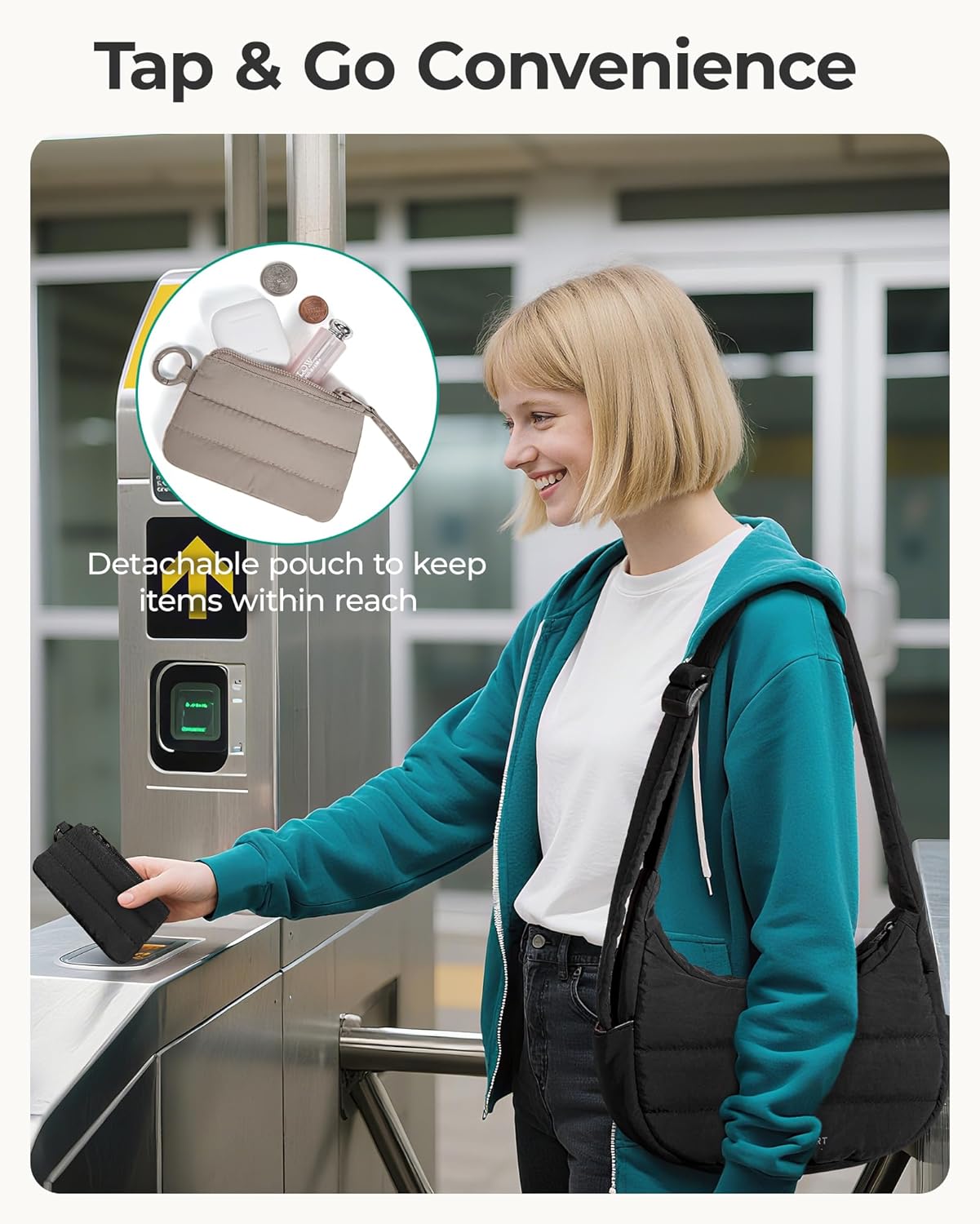 BAGSMART Shoulder Bag for Women Small Puffer Purses Crossbody Bag, Lightweight Fluffy Hobo Handbag Puffy Pouch - Image 5