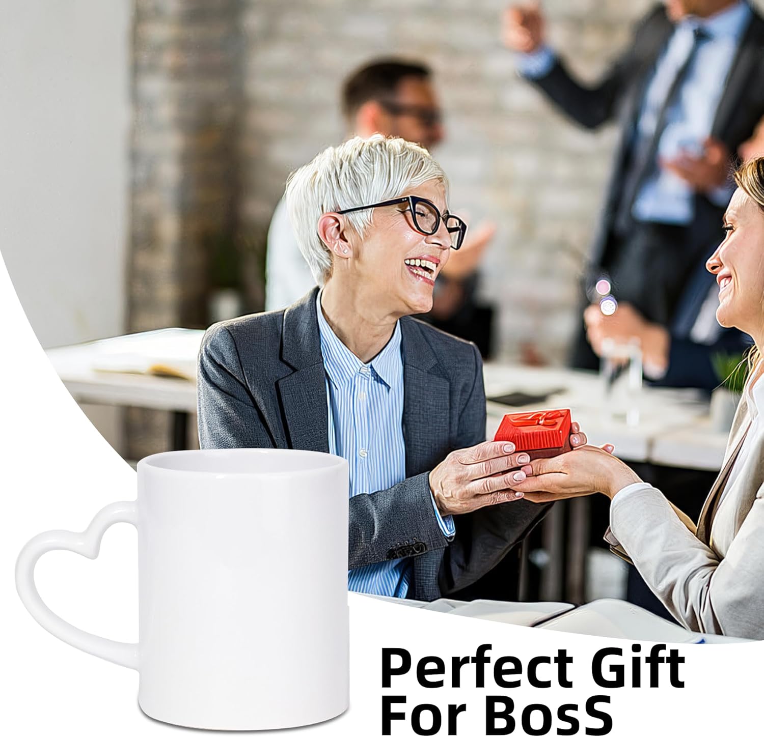 Sublimation Coffee Mugs 11 oz Porcelain Coffee Mug, Classic Heart Handle Ceramic Cup Blank for Latte Cappuccino Tea, Soup, Tea, Milk (White, 11 oz) - Image 5