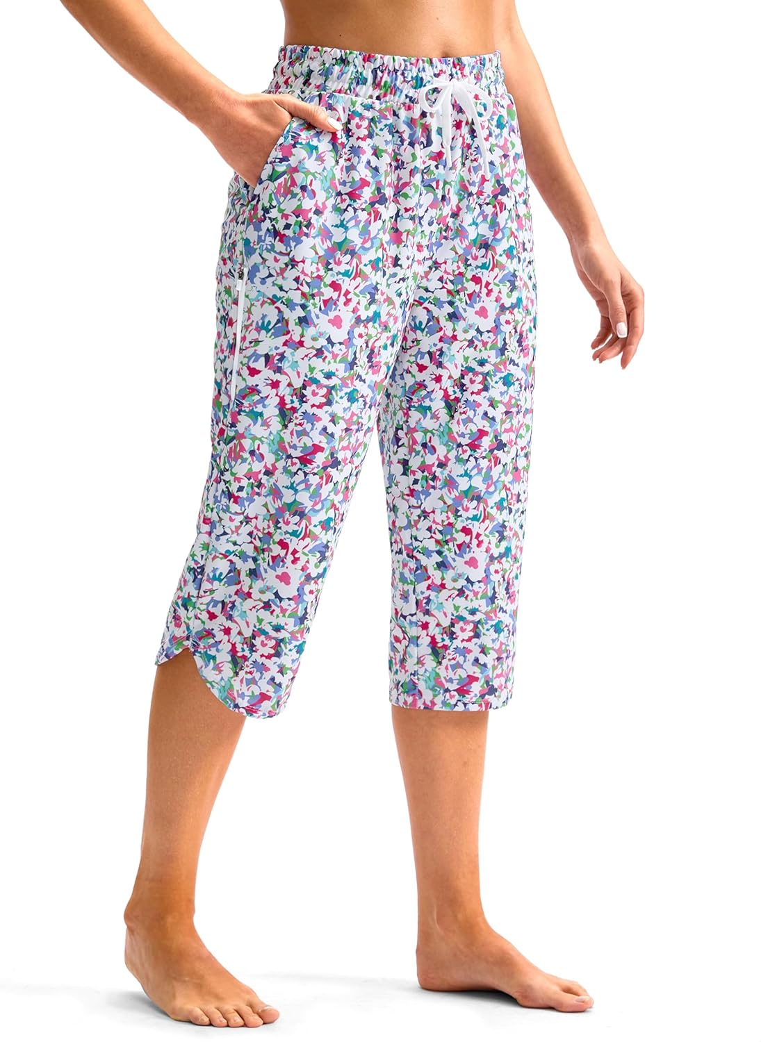 Viodia Women's 18" Swim Capris Pants Modest Swimsuits Quick Dry Bathing Suit Bottoms UPF 50+ Beach Pants with Pockets