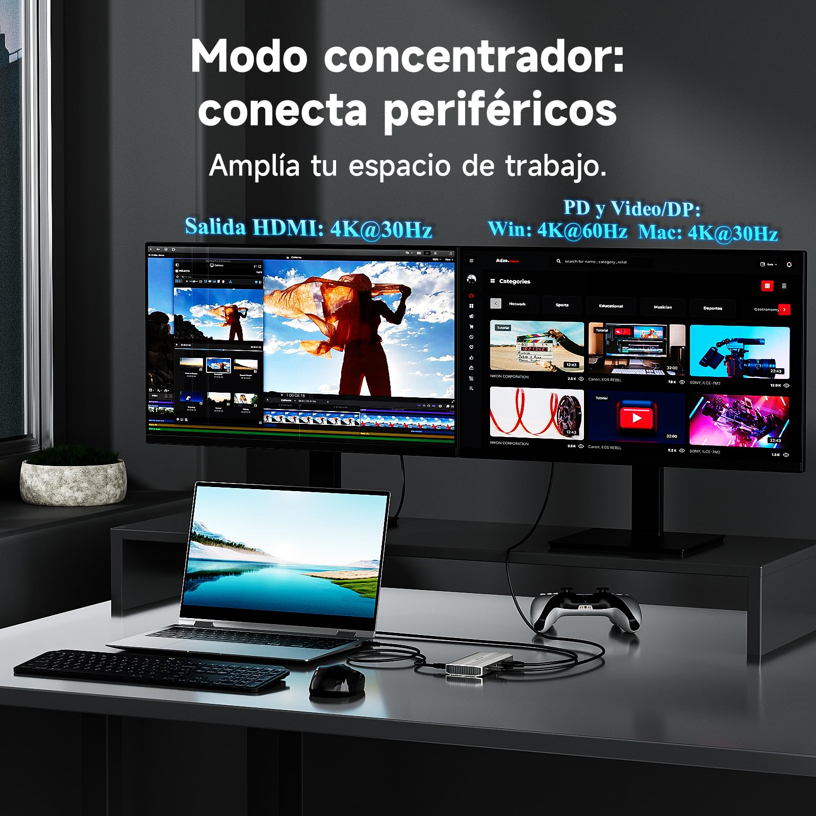 WAVLINK Tarjeta capturadora vídeo,Captura y Bucle 4K@30Hz,Pantalla 4K@144Hz | PD de 100W, tarjeta capturadora HDMI para streaming, compatible con PS5/Xbox/Switch, OBS, Windows y Mac