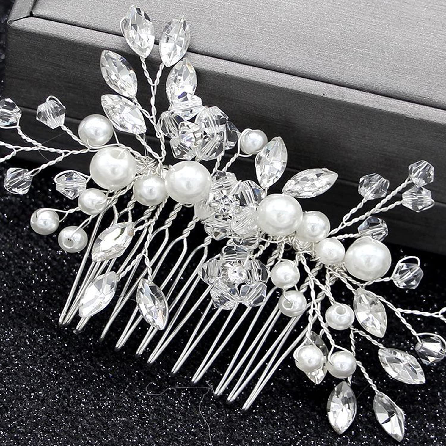 Rain&Star Bridal Hair Clip Silver Bridal Hair Clips Crystal 