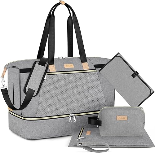 Miniatura 14 de ITIEZY Bolsa de pañales tipo tote para bebé - Bolsa grande para mamá con cambiador portátil, estuche para chupete, bolsas de hospital, bolsa de