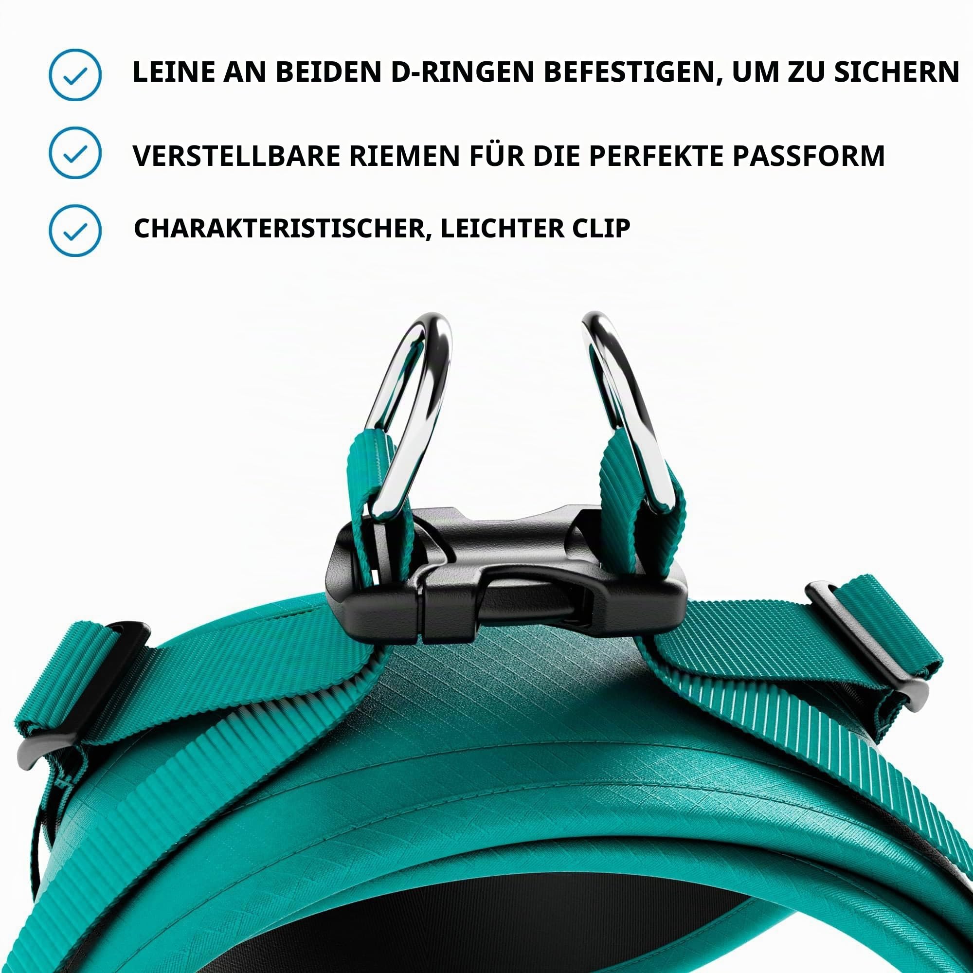 BullyBillows Boomerang Hundegeschirr – Türkis, Größe S