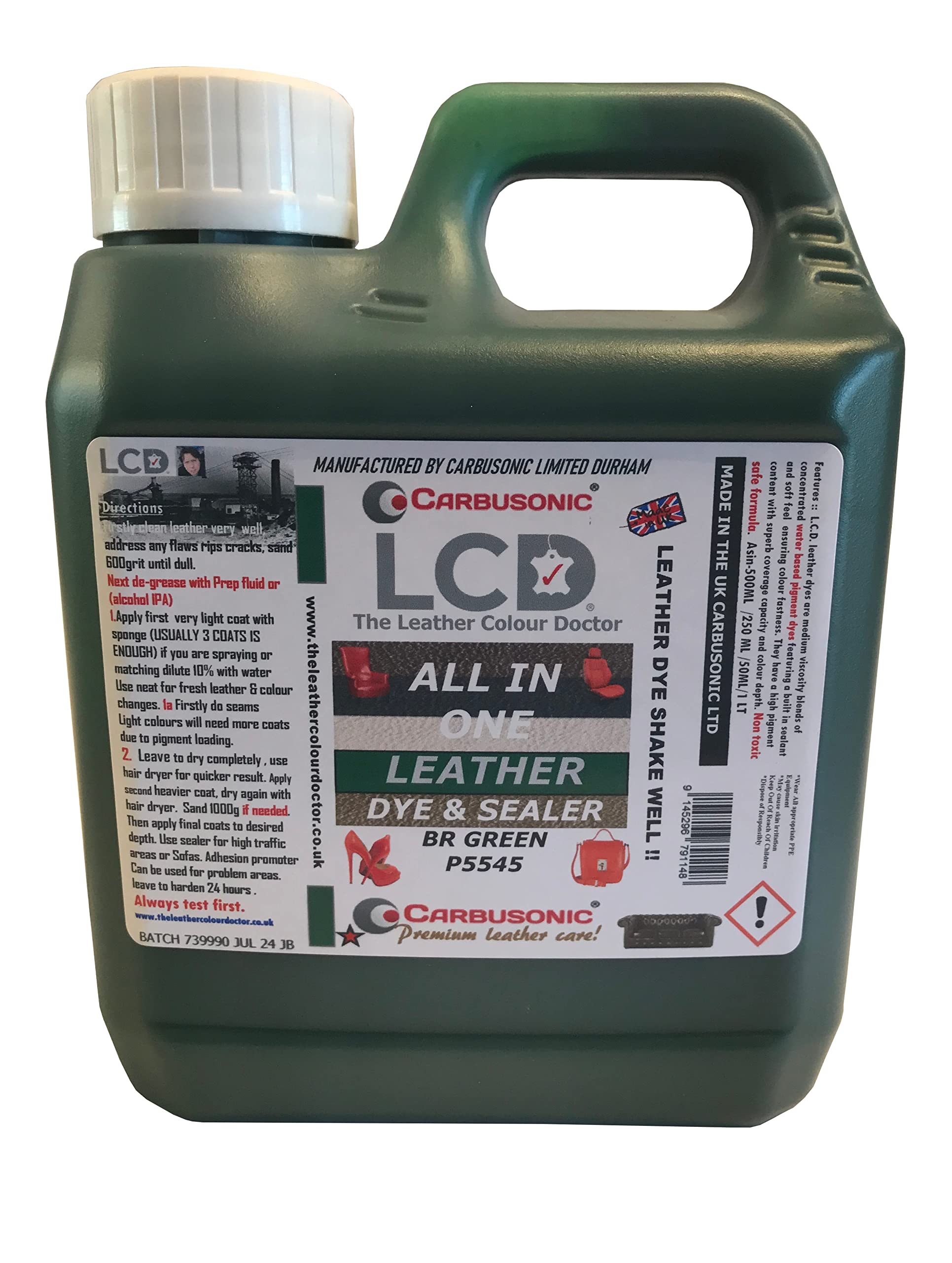 Carbusonic All in one Leather dye and sealant, Interior Leather Paint for Car Seats, Sofas, Arm Chairs, Shoes, Handbags & More. (Dark Grey, 500 ml) — view 29