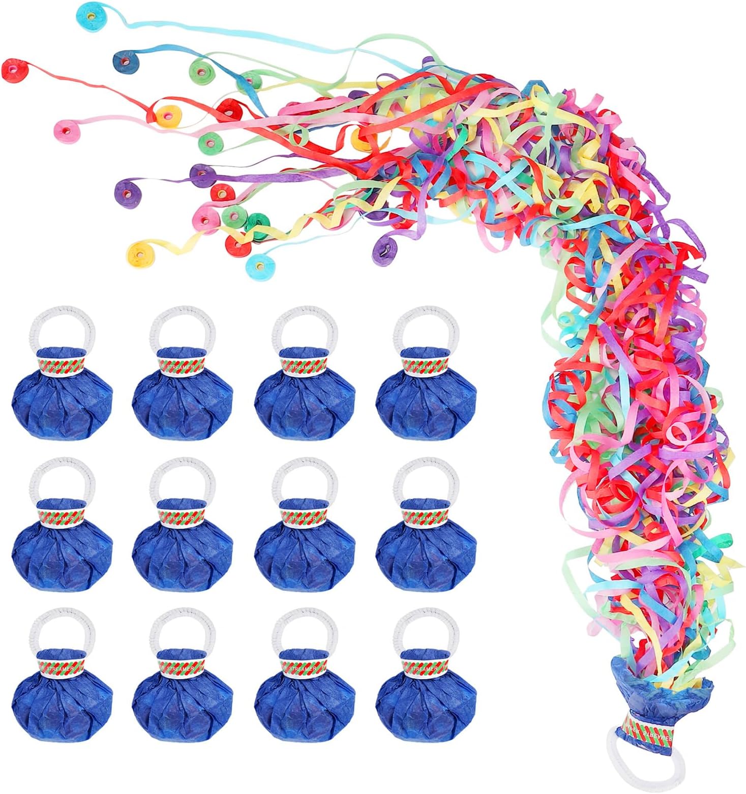 Arouselove 10 PACK Streamer Poppers Hand Throw Plastic