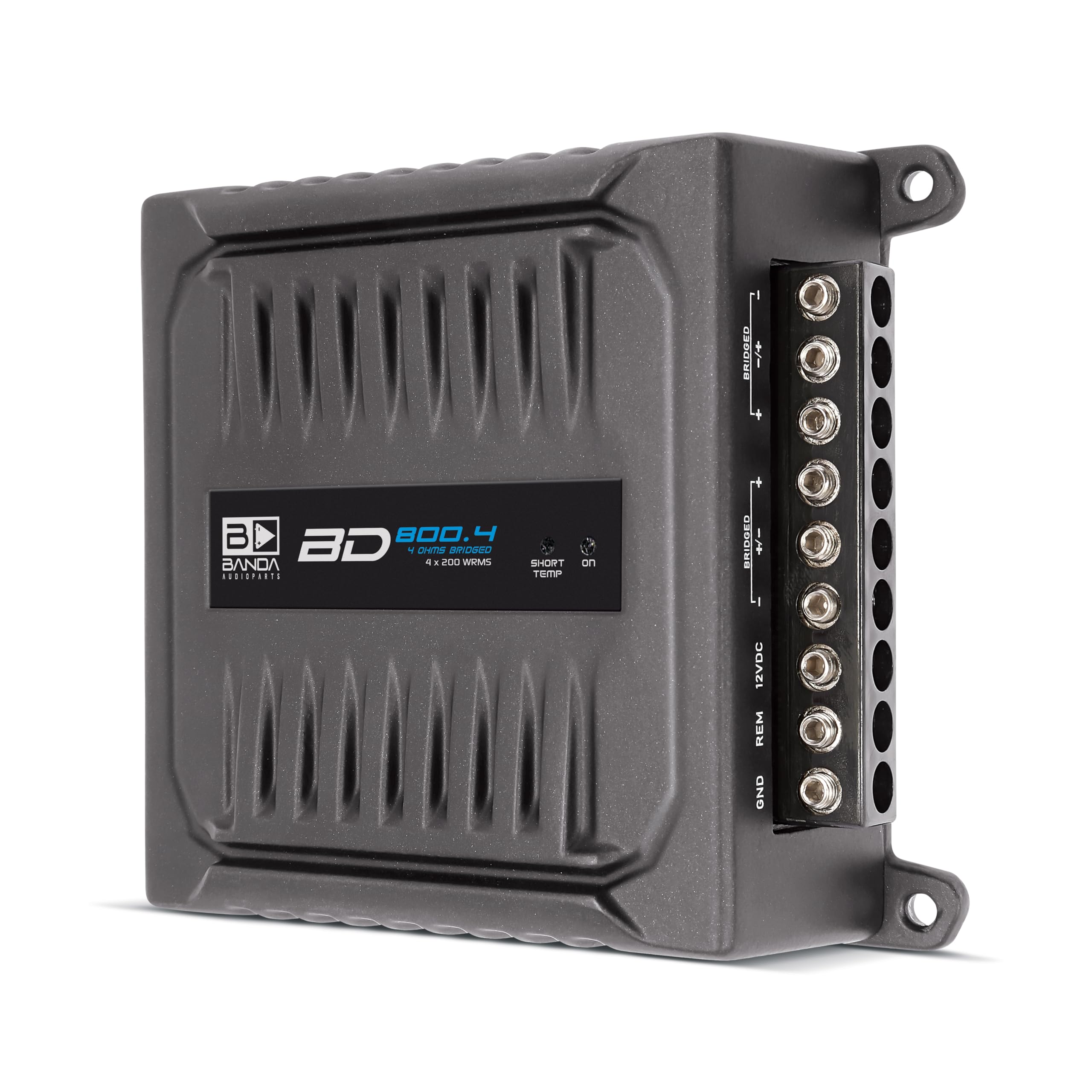 Banda Audioparts BD800.42OHM 800 Watts 4 Channel 2 Ohm Full Range Car Audio Amplfier 4 x 200 Watt Rms 4 Ohms Bridged - Black